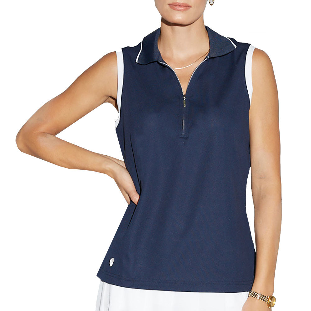GGBlue Aspen Navy Women's Sleeveless Golf Polo Shirt - Breathable Moisture-Wicking Performance Top for Golf, Tennis & Outdoor Sports