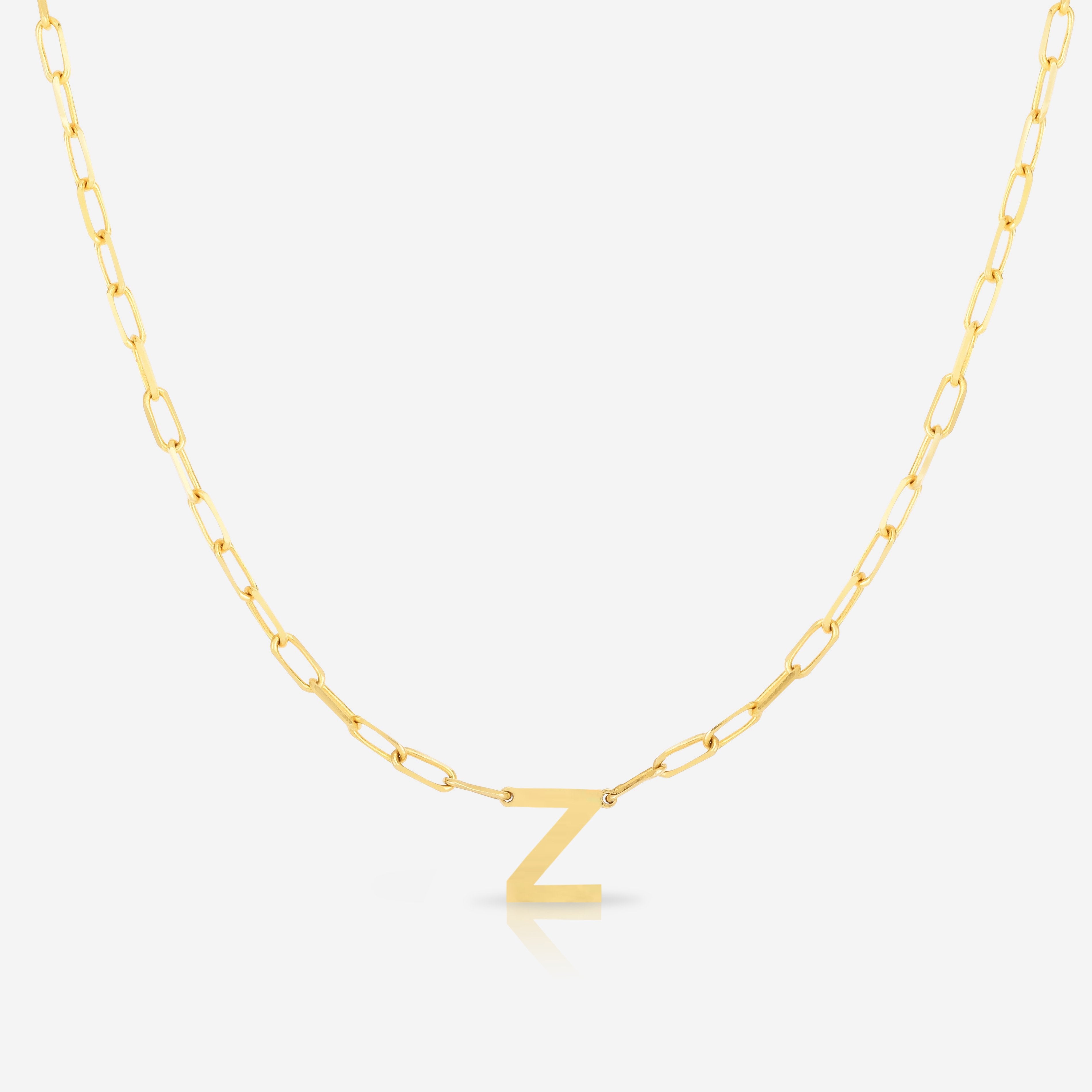 Block Initial & Link Chain Necklace for Women - Personalized Name Letter Pendant Jewelry Gift for Birthday, Anniversary, Valentine's Day | Everyday Wear, Layering, Special Occasions
