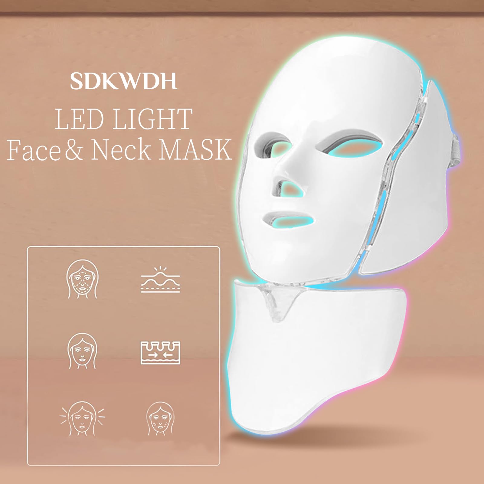 7-in-1 LED Facial Skin Care Mask with Red Light Therapy - Professional At-Home LED Face Mask for Anti-Aging, Acne Treatment & Skin Rejuvenation | Perfect for Spa Days, Self-Care Routines & Dermatologist Recommended Treatments
