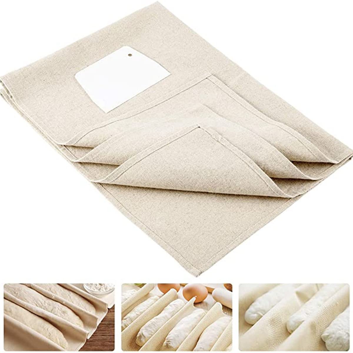 Bahderaus Professional Bakers Dough Couche (35x26 Inch) - Premium Linen Proofing Cloth for Artisan Bread Baking | Perfect for Sourdough, Baguettes & Homemade Loaves