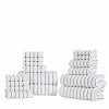 16-Piece Organic Cotton Wave Plush Striped Towel Set | Ultra Soft & Absorbent Bath & Beach Towels | Perfect for Spa, Pool, Gym & Home Use