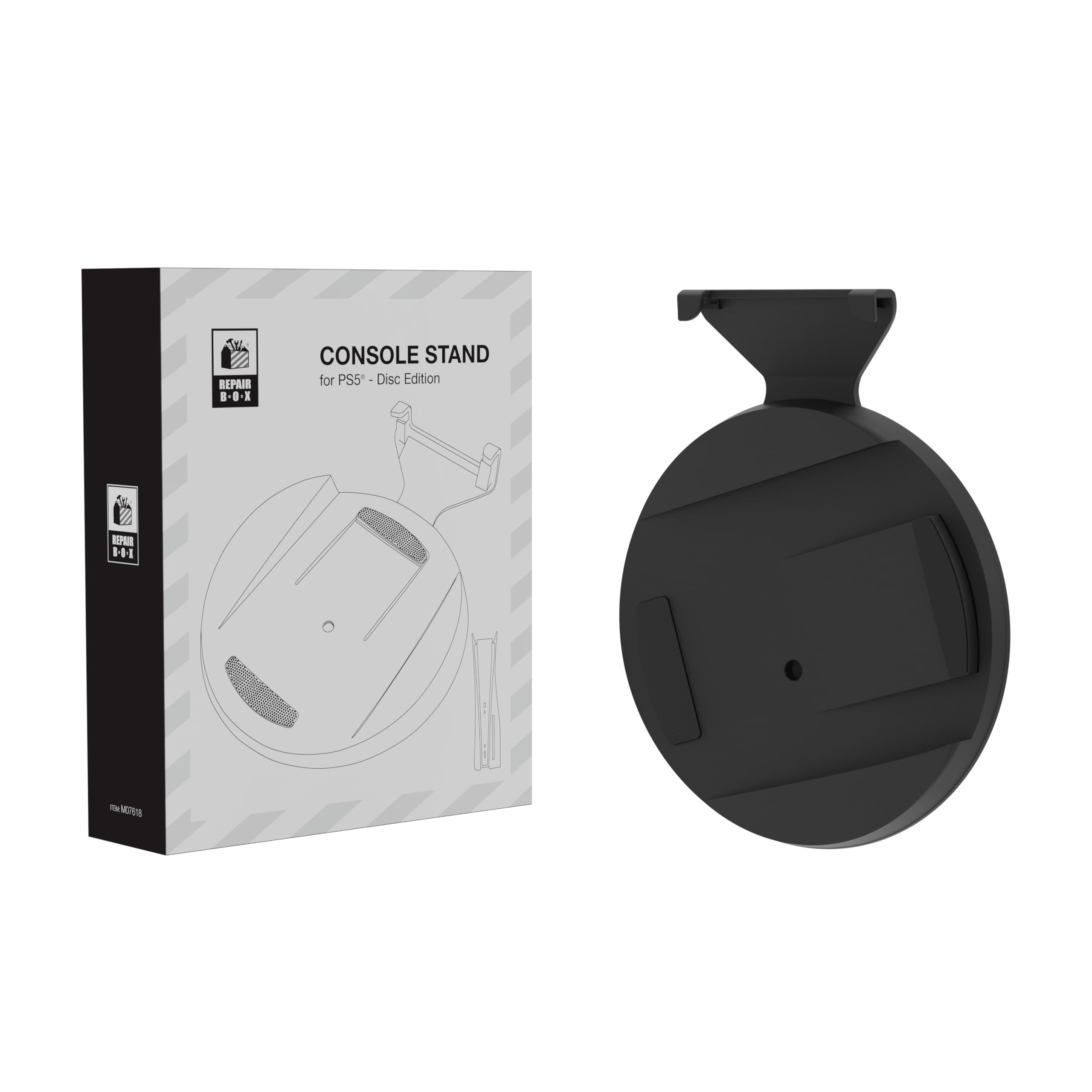 PS5 Stand for Disc Edition - Horizontal & Vertical Base Holder with Non-Slip Design, Easy Installation, Black Replacement Accessories for PlayStation 5 Console (Not Compatible with PS5 Slim) - Perfect for Gaming Setups & Living Room Entertainment Systems