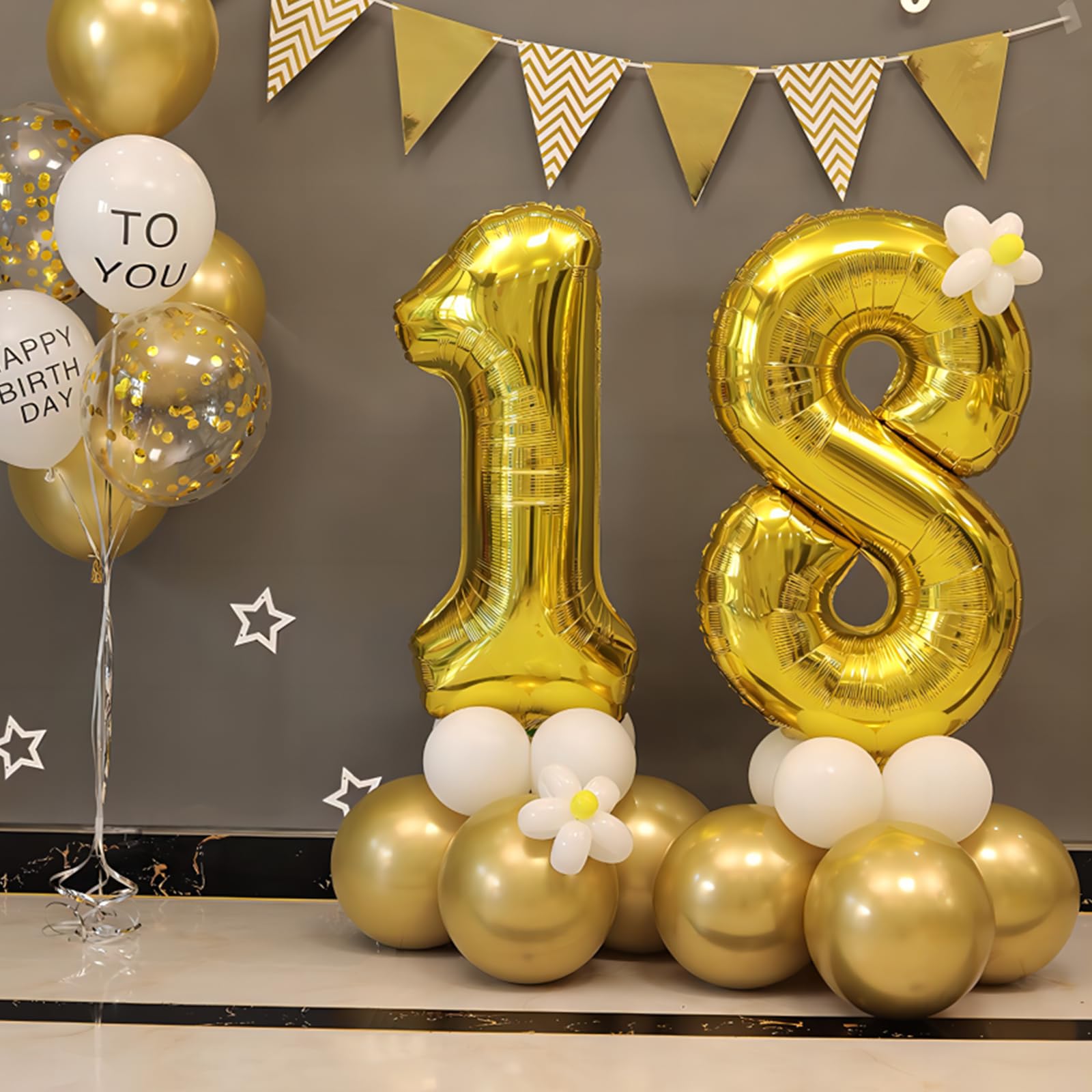 40 Inch Gold Number Balloons - Helium Mylar Foil Balloons for Birthday Party Decorations (1, 2, 3, 4, 5) - Perfect for 1st Birthday, Anniversary, Graduation & Baby Shower Decor - Party Supplies for Kids & Adults