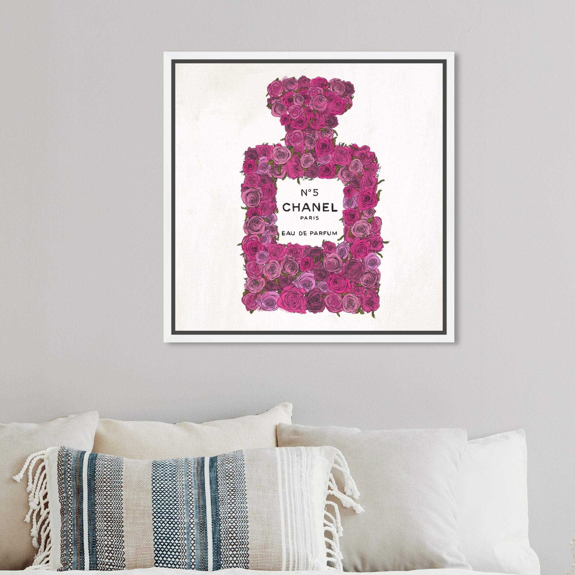 Oliver Gal Artist Co. 'Number 5 Rose' Perfume Fashion Wall Art - Elegant Framed Canvas Print for Home & Office Decor | Perfect for Living Room, Bedroom, or Luxury Gift