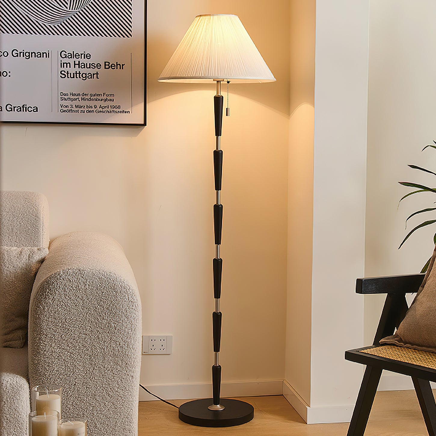 Modern Bamboo Knot Floor Lamp - Handcrafted Natural Wood Standing Light for Living Room, Bedroom & Office - Warm Ambient Lighting for Home Decor & Relaxation