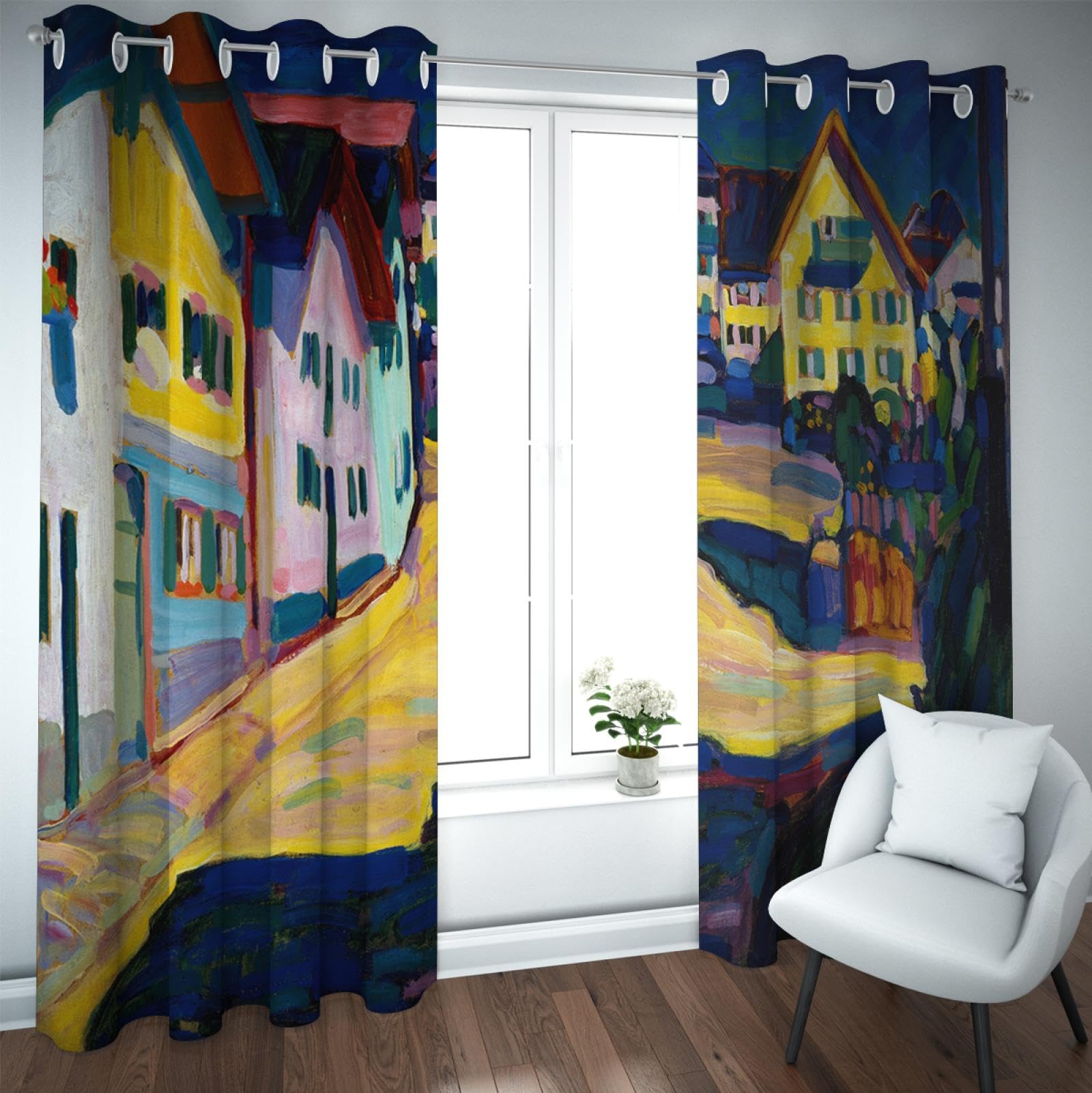 Kandinsky Blackout Curtains 2 Panels - 100% Light Blocking Window Drapes for Bedroom & Nursery (W100xL84) - Eyelet Design for Easy Hanging | Perfect for Light-Sensitive Sleepers & Home Decor