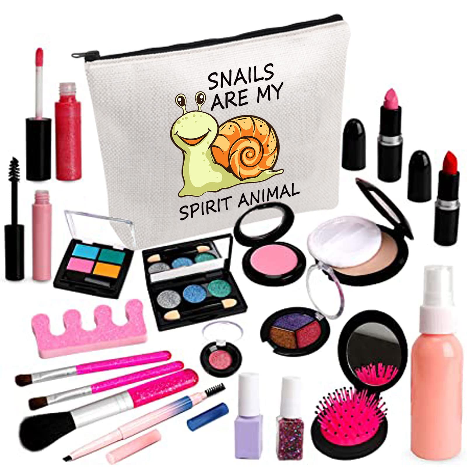 PLITI Snail Lover Makeup Bag - Funny Snail Themed Travel Pouch & Cosmetic Organizer (Snails Are My Spirit Animal) - Perfect Gift for Snail Enthusiasts, Travel Accessories & Cute Storage Solution