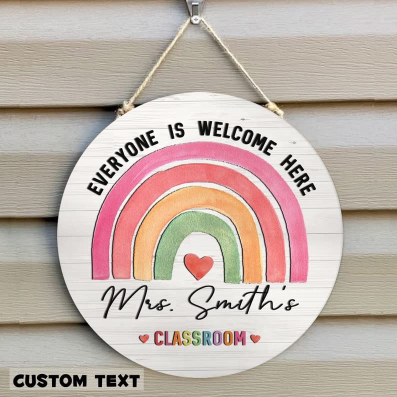 Custom Rainbow Welcome Door Sign for Teachers - Personalized Classroom Decor for Back to School & Appreciation Gifts