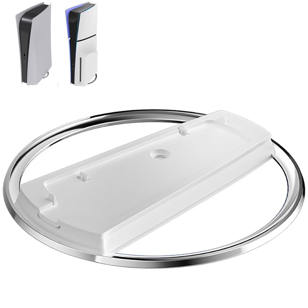 Premium PS5 Stand - Vertical Base Compatible with PlayStation 5, PS5 Slim (CFI-1000/CFI-2000) & PS5 Pro - Secure Cooling Stand for Better Airflow - Perfect for Gaming Setup & Console Protection (White)