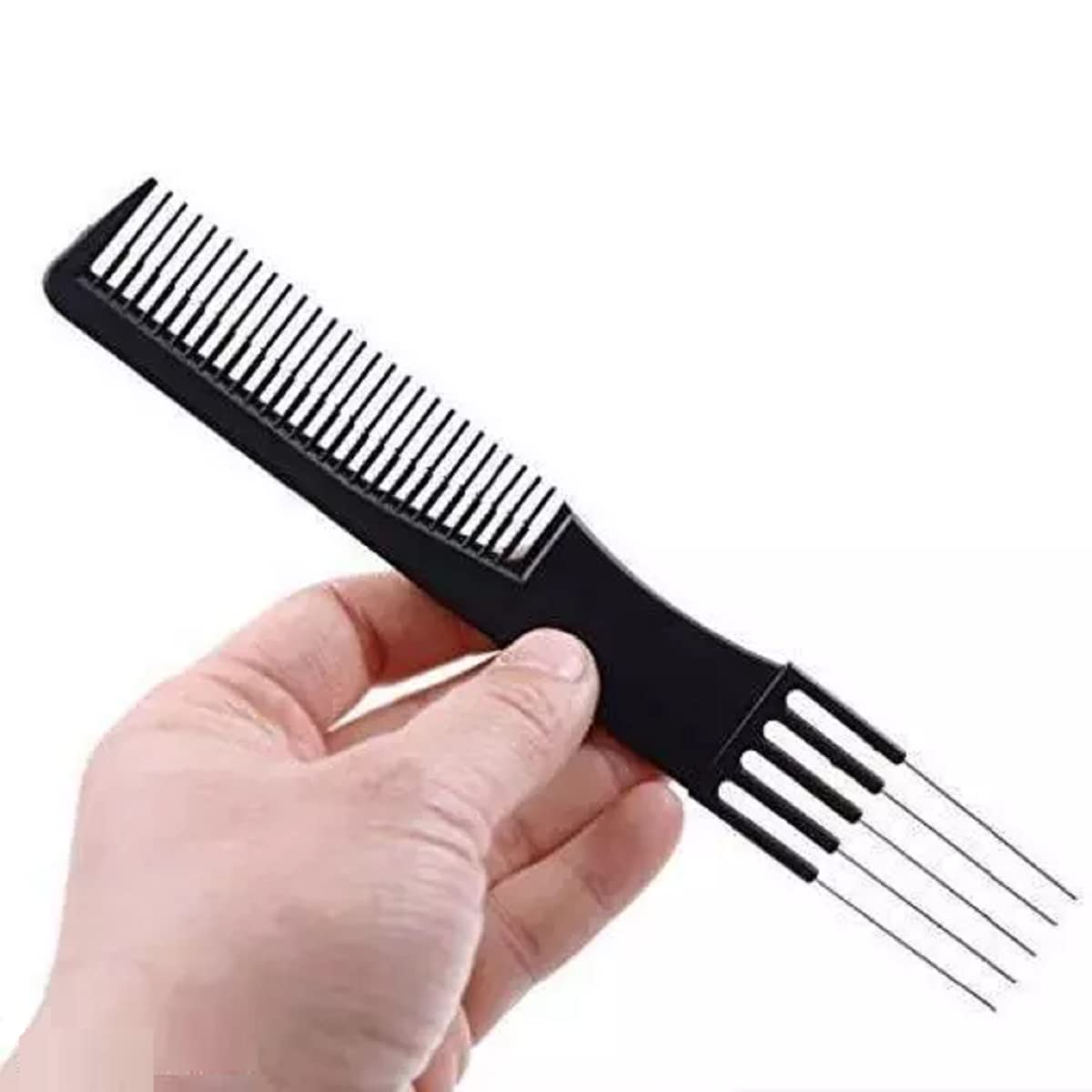 ZAUKY Anti Static Heat Resistant Carbon Fiber Metal Prong Hair Comb - 2 Pack for Styling, Detangling & Salon Use at Home or Professional