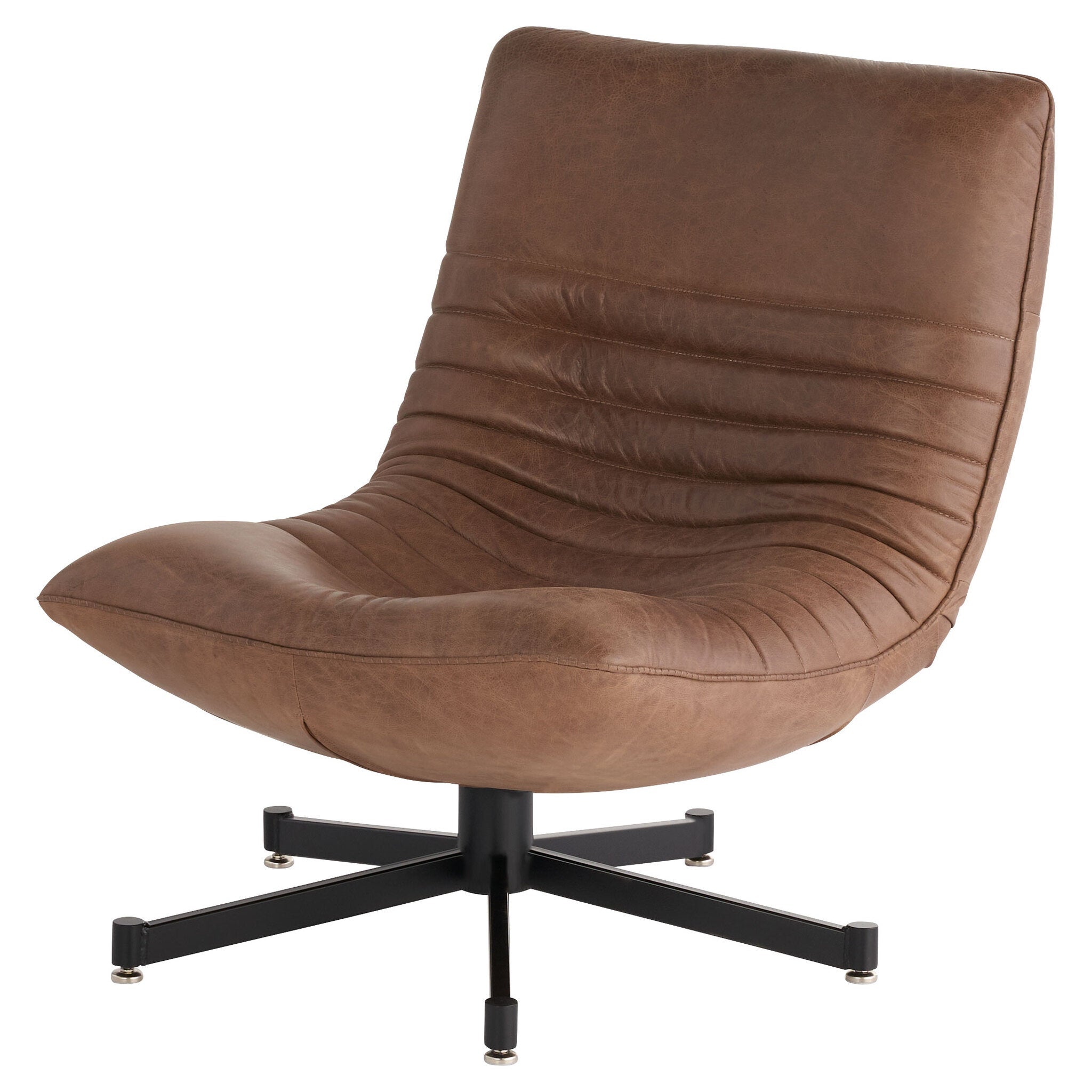 Cyan Design 11805 Eduarda Arm Chair in Medium Brown Distressed Leather - Vintage Style Living Room Accent Chair for Home Office & Lounge Decor