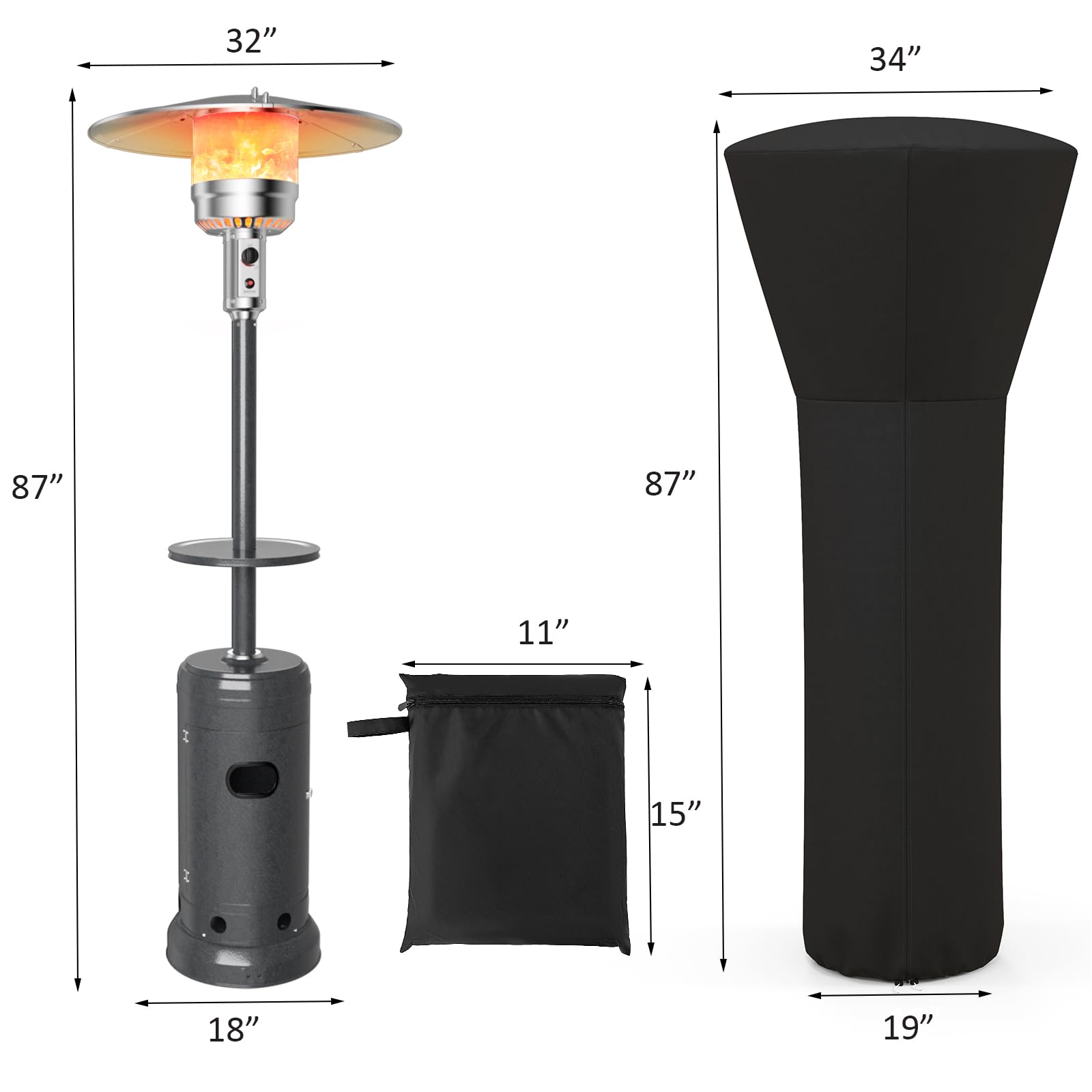 Tangkula 48000 BTU Outdoor Propane Patio Heater with Wheels & Cover - 87