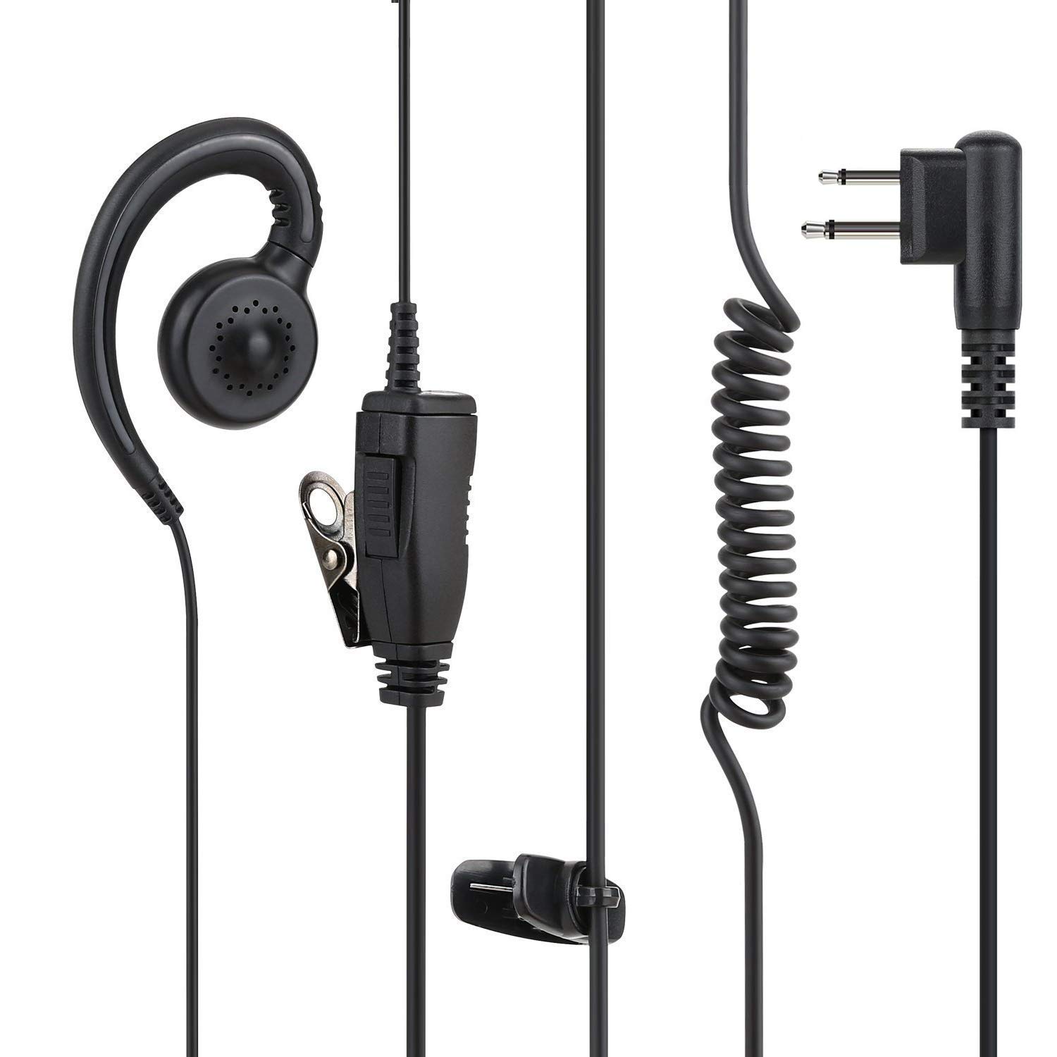 abcGoodefg 2-Pack Two-Way Radio Earpiece with PTT Mic - Compatible with Motorola Talkabout CP200, CP200D, CLS1110 (2-Pin Walkie Talkie Headset) - Ideal for Security, Construction & Event Staff Communication