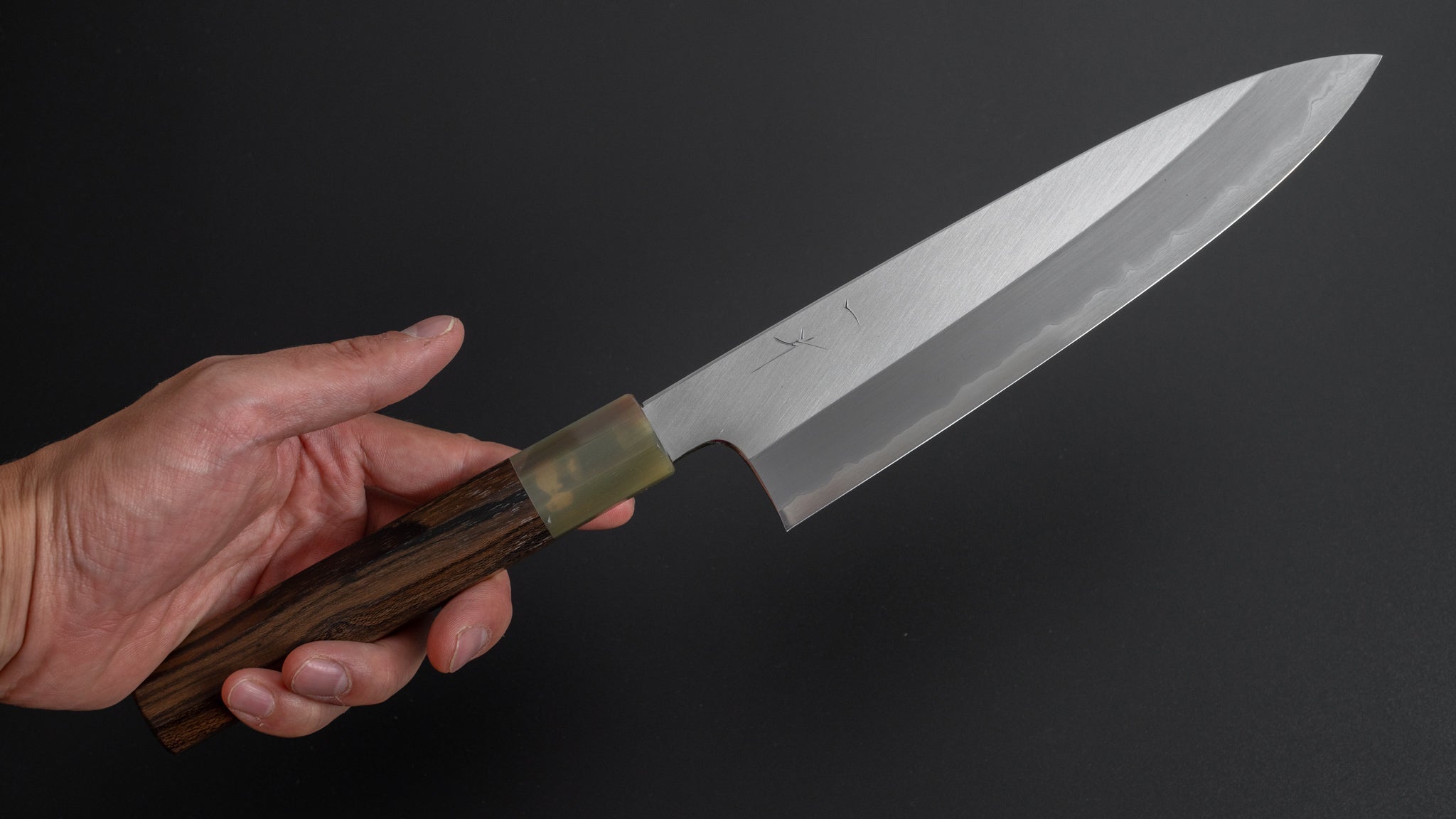 Hitohira Togashi White #1 Stainless Clad Migaki Gyuto 210mm Japanese Chef Knife with Ziricote Wood Handle - Perfect for Sushi, Meat Cutting & Professional Kitchen Use