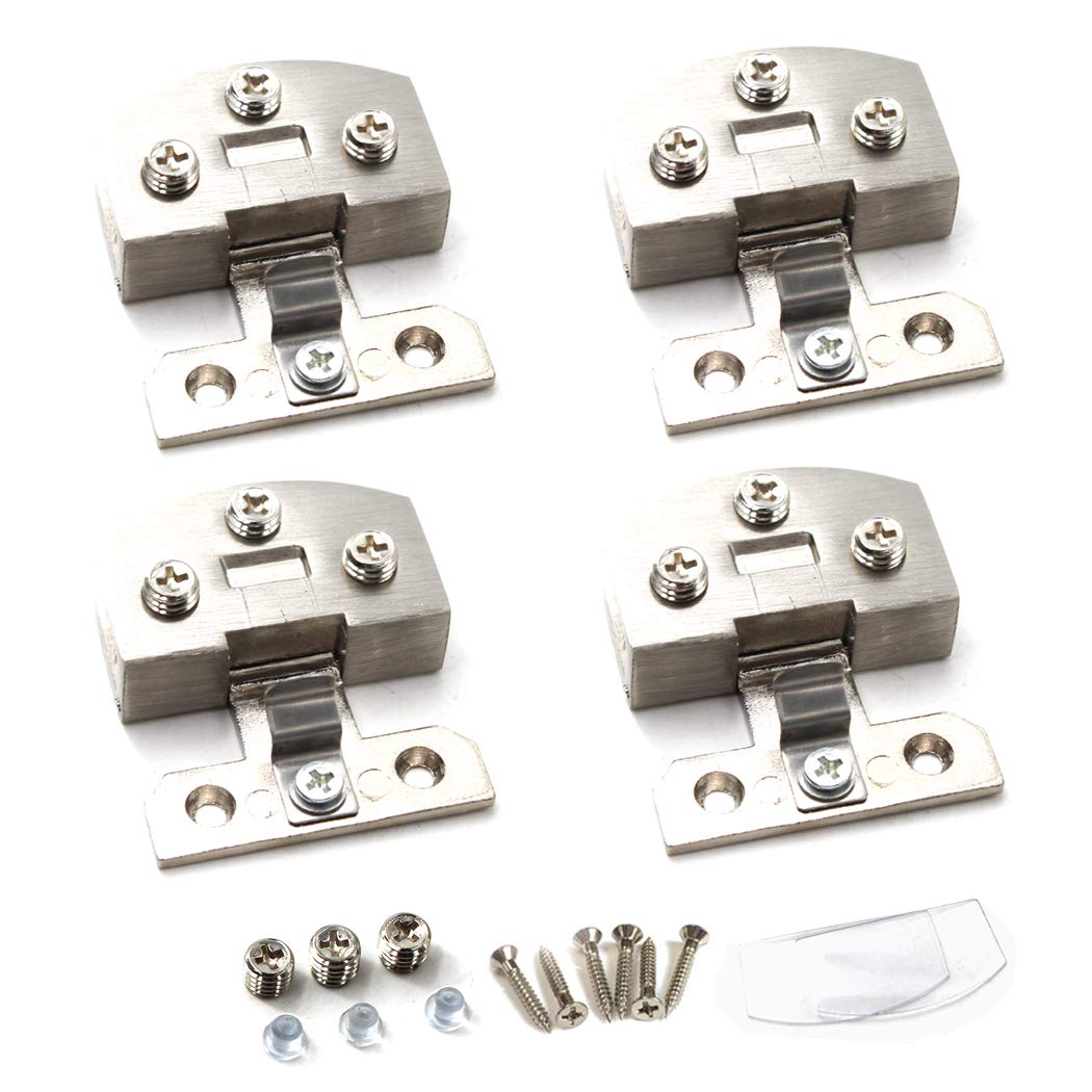 Glass Cabinet Door Hinges - Wall Mounted Shower Door Hinges for 5-8mm Glass - Heavy Duty Glass Clamps (Pack of 4) - Perfect for Bathroom, Kitchen & Office Glass Door Installation