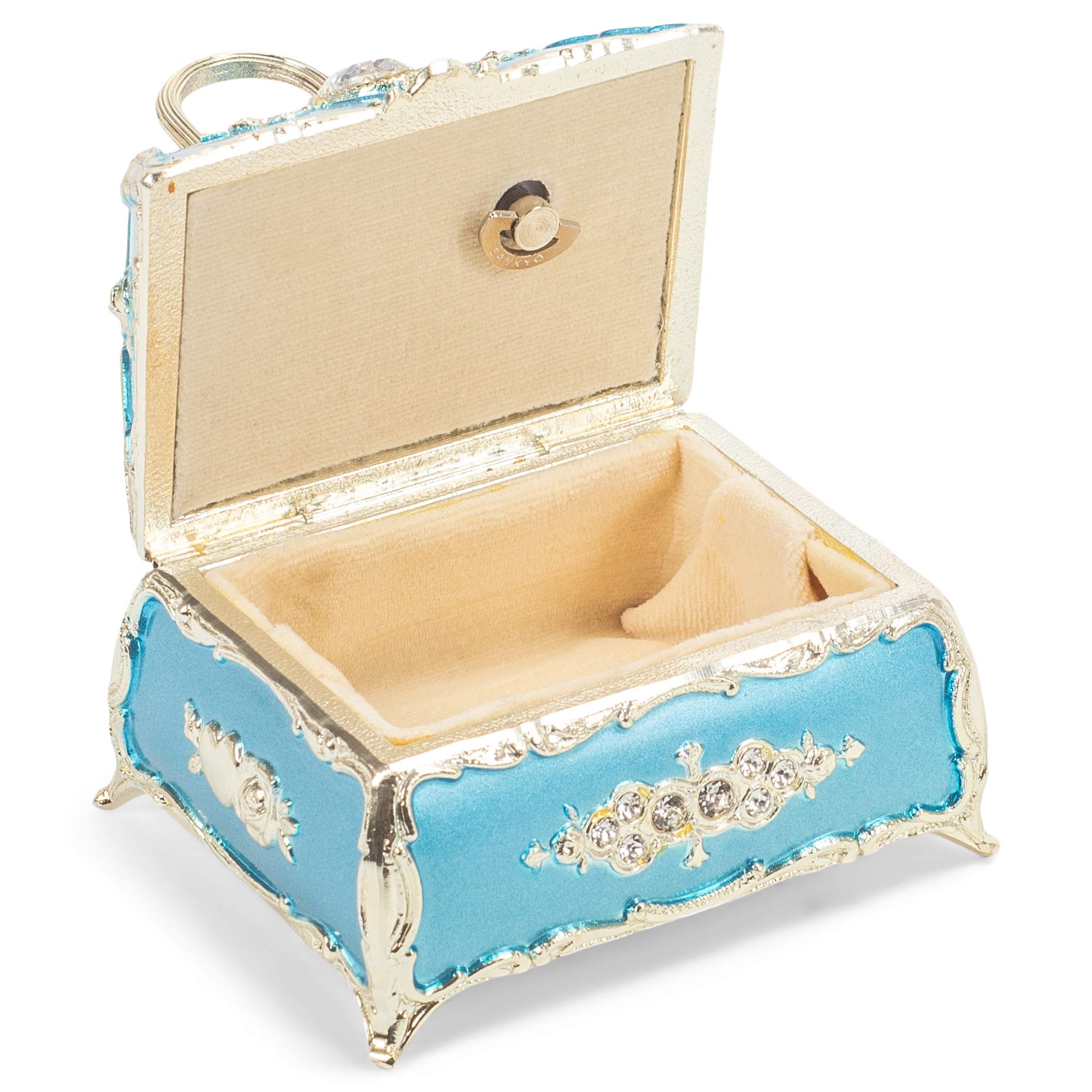 Elegant Light Blue Handbag-Shaped Music Box with Swarovski Crystals - Plays 'All I Ask of You' from Phantom of the Opera - Perfect Jewelry Storage & Romantic Gift for Weddings, Anniversaries, and Special Occasions