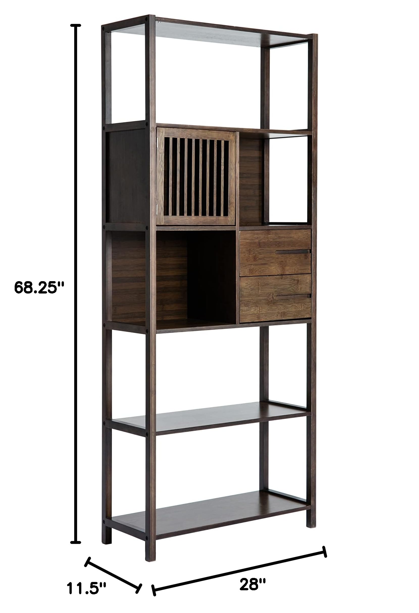 Boraam Selma Left Bookcase in Cappuccino - Stylish Wooden Bookshelf for Living Room, Bedroom & Office Storage
