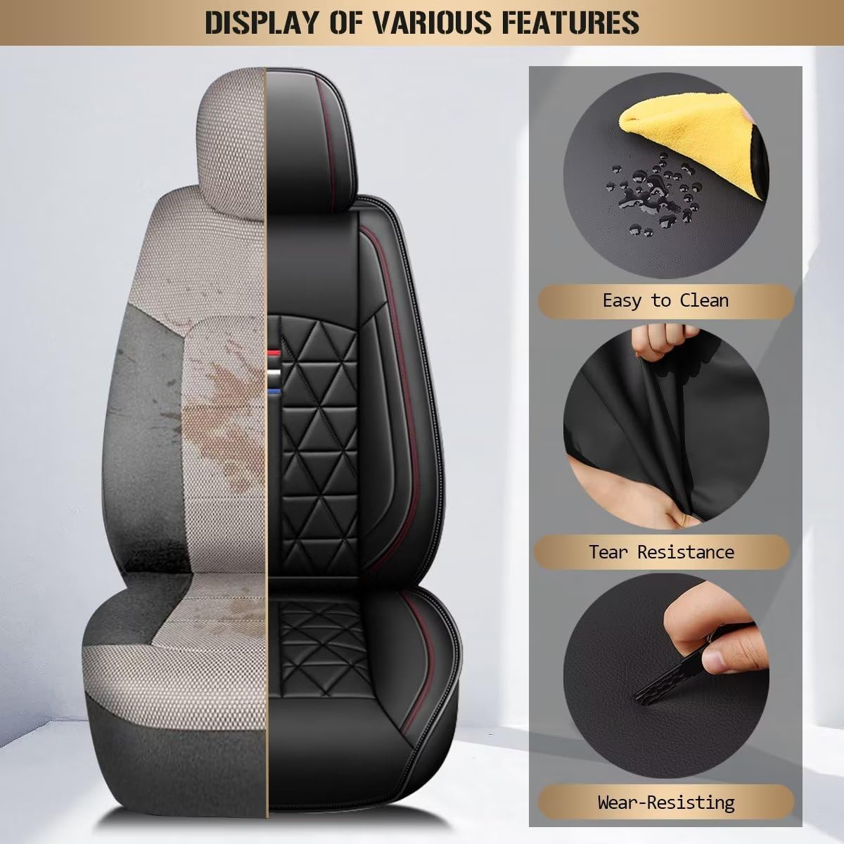 Premium Leather Seat Covers for Ford EcoSport 2018-2025 - Waterproof 5-Piece Full Set (Black) | Durable Car Interior Protection for Daily Commute & Road Trips