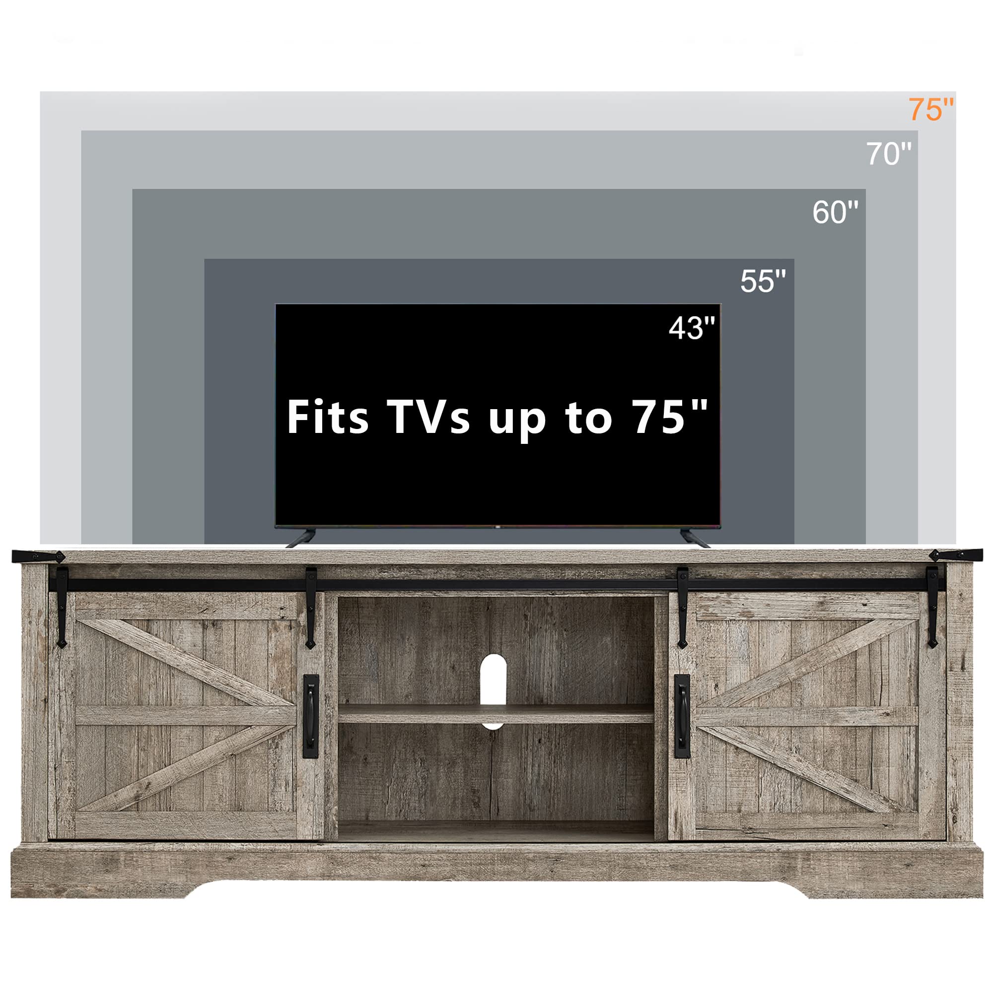Rustic Farmhouse TV Stand for 70-75 Inch TVs - 66