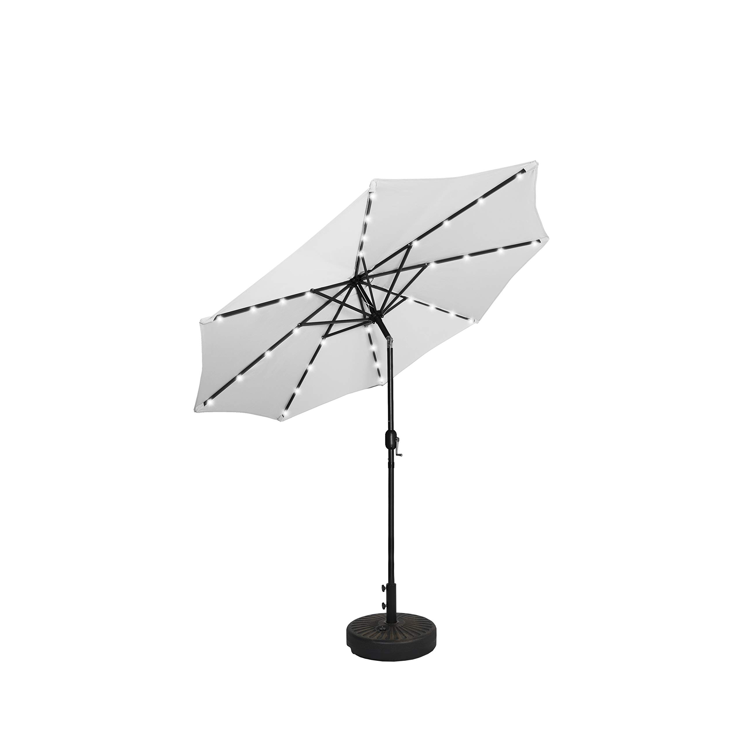 9 ft. Solar Powered LED Patio Umbrella with Bronze Stand - Weatherproof Outdoor Lighting for Garden, Backyard, Poolside & BBQ Parties