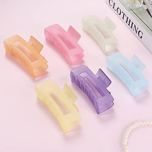 ACCESAR 4 Pack Large Rectangle Hair Claw Clips - Matte Square Hair Clips for Women with Thick Hair - Strong Hold Non-Slip Jaw Clips for Ponytails, Buns & Updos - Hair Accessories for Work, Gym & Everyday Styling