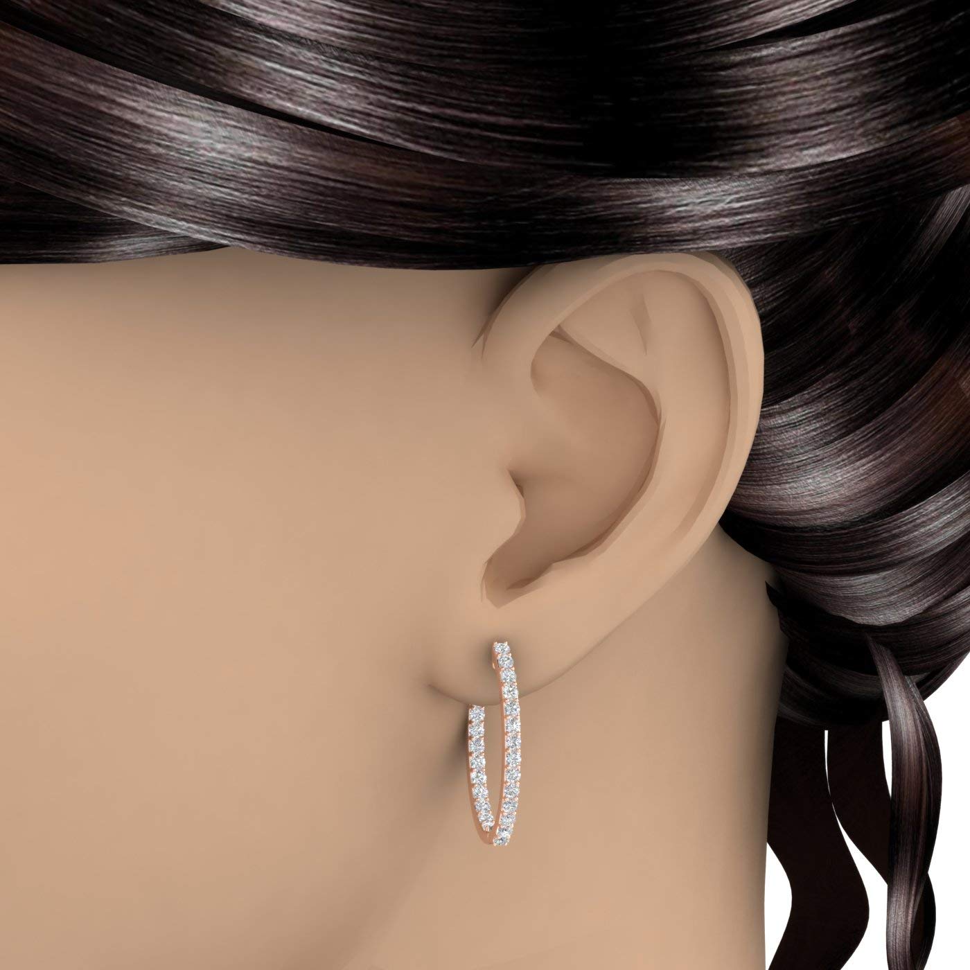 2 1/2 Carat Inside Out Diamond Hoop Earrings in 14K Gold - Elegant Everyday Jewelry for Women, Perfect for Work, Parties & Special Occasions