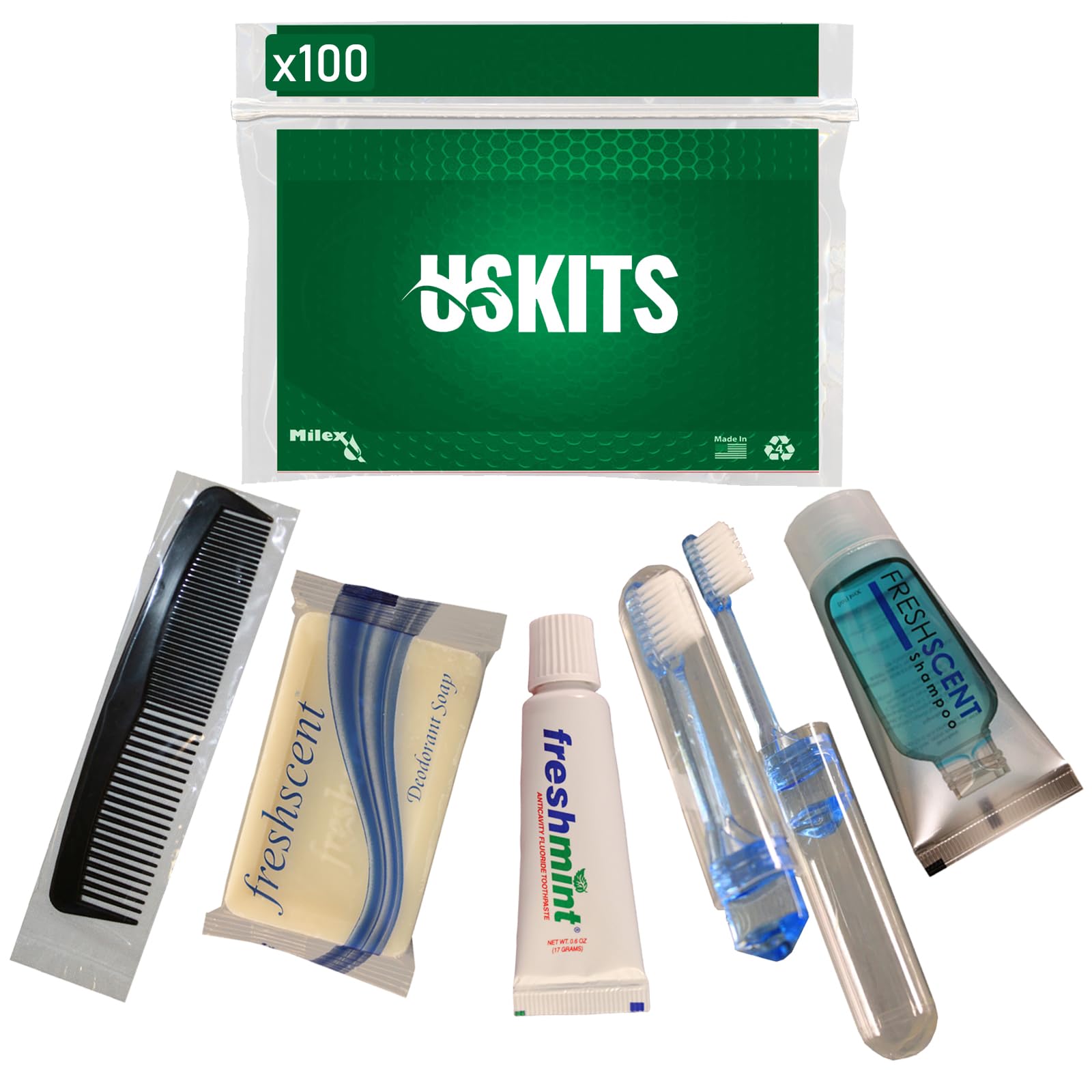 Essential Hygiene Kit Bulk - 100 Individually Packed Travel Hygiene Kits for Hotels, Homes, Camping & Giveaways | Perfect for Travel, Emergency Preparedness & On-the-Go Convenience