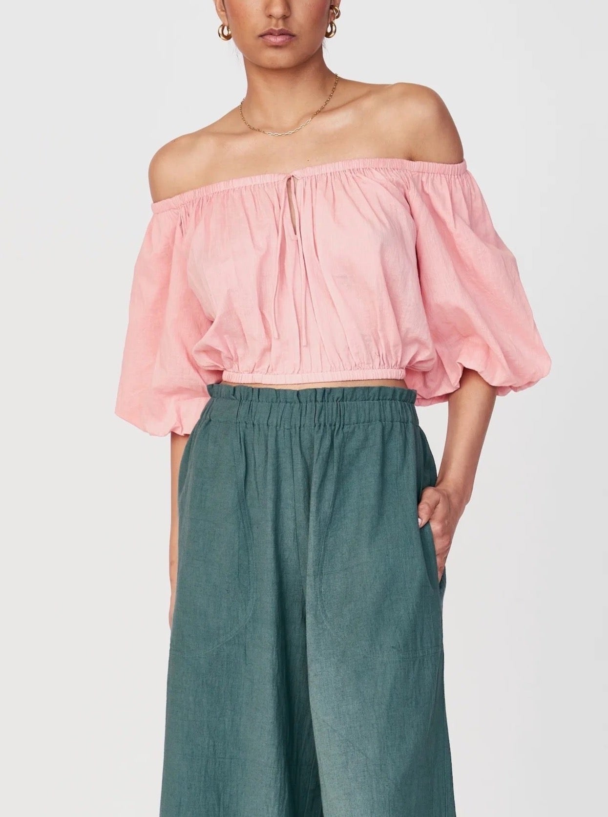 Women's Mirth Capri Bubble Top in Pink - Stylish & Comfortable Blouse for Casual Outings, Date Nights & Summer Vacations