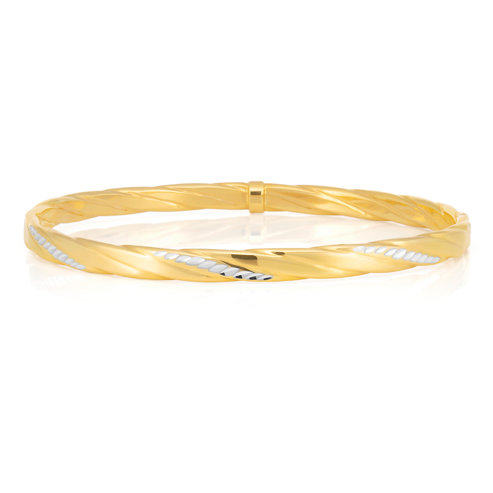 9ct Gold Filled Diamond Cut Bangle Bracelet for Women - Elegant Stackable Jewelry for Parties, Weddings & Everyday Wear