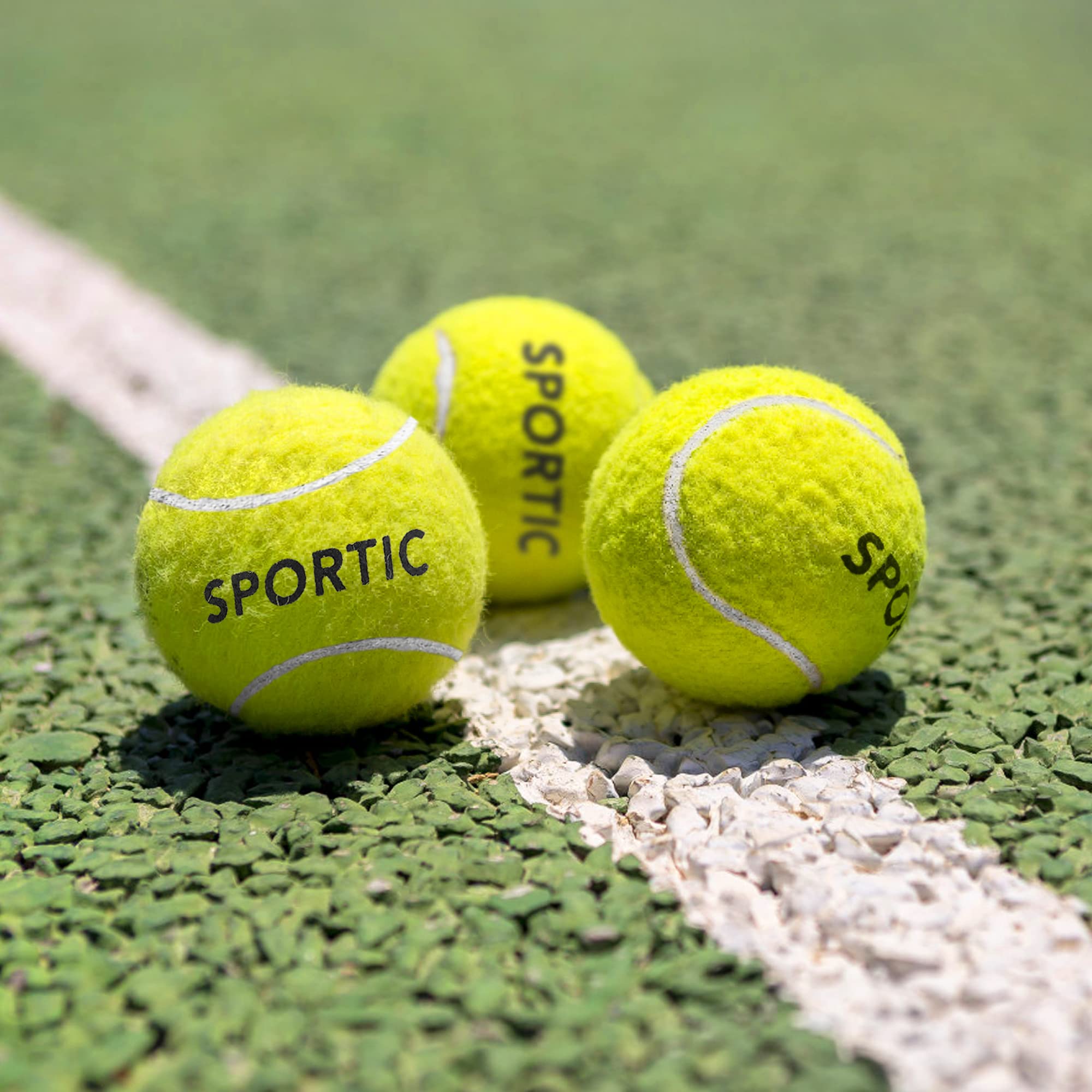 SPORTIC Pressurized Tennis Balls - 3/4/12/36 Pack Duty Felt High Bounce Training Balls with Mesh Bag | Perfect for Beginners, Tennis Practice & Dog Play | Indoor/Outdoor Court & Backyard Use