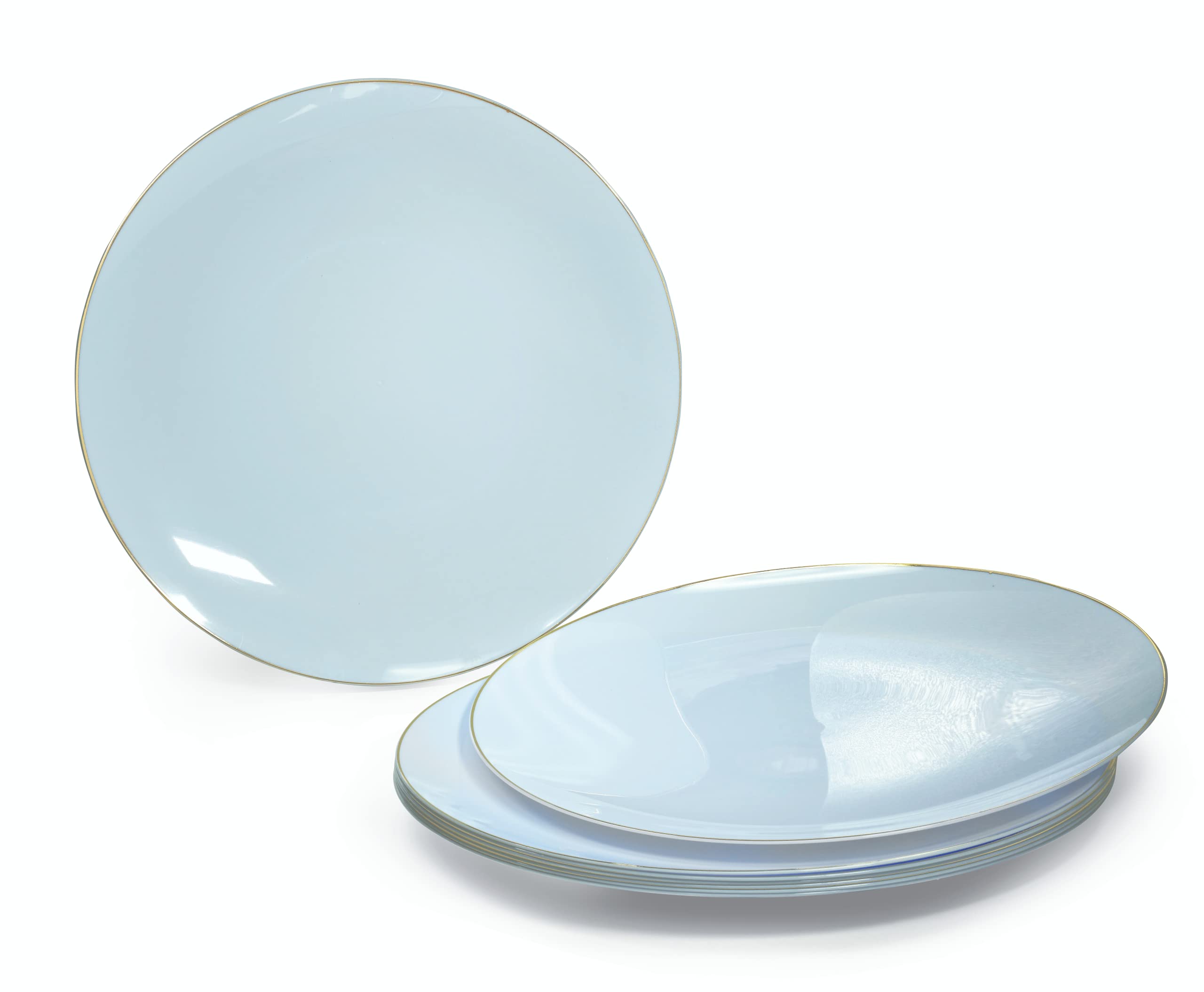 240 Pack Disposable Plastic Plates for Wedding & Party - 10.25 Inch Dinner Plates in Elegant Bali Blue & Gold - Perfect for Birthday, Baby Shower, Anniversary & Special Events