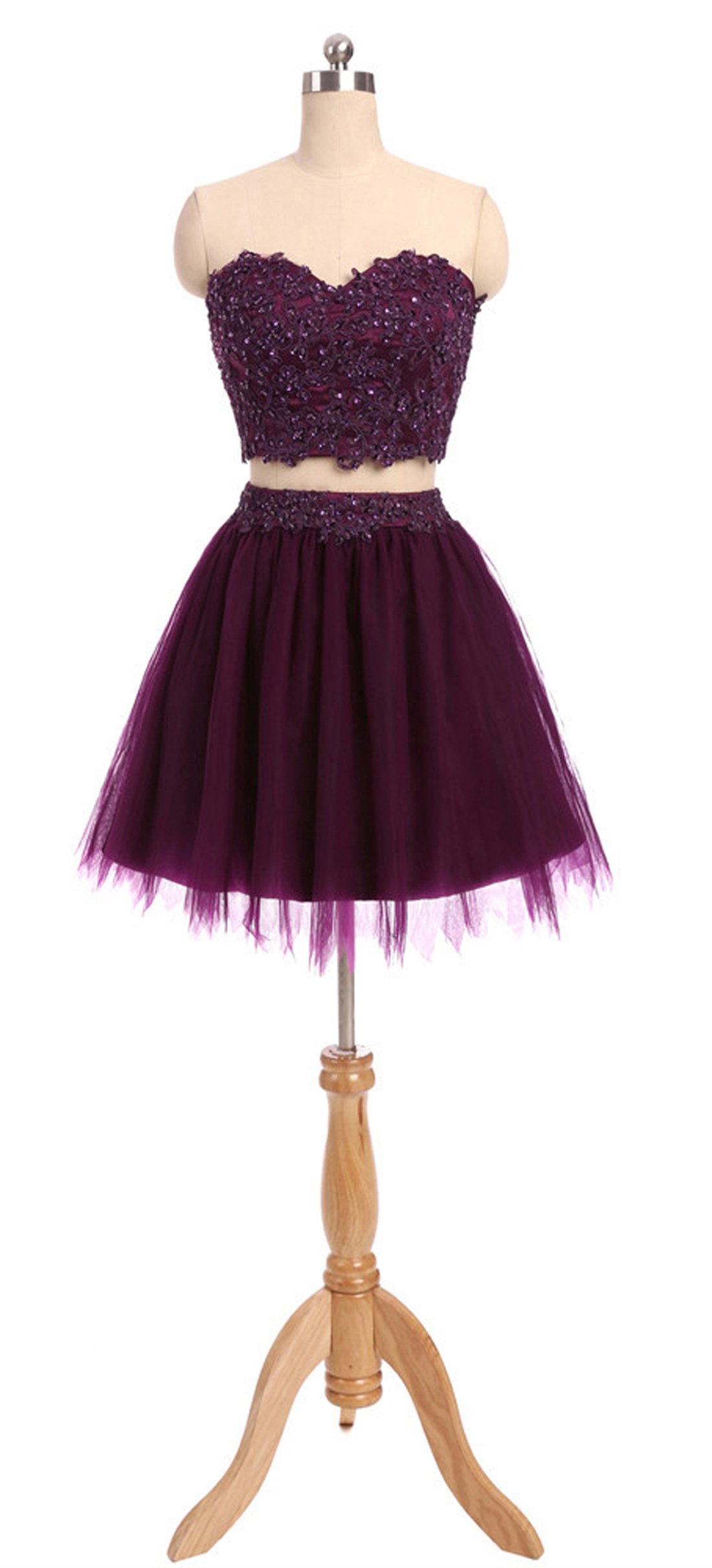 Elegant Ishmon Women's A-line Sweetheart Two-Piece Applique Homecoming Dress for Prom, Party, and Special Occasions | Perfect for Weddings, Dances, and Formal Events