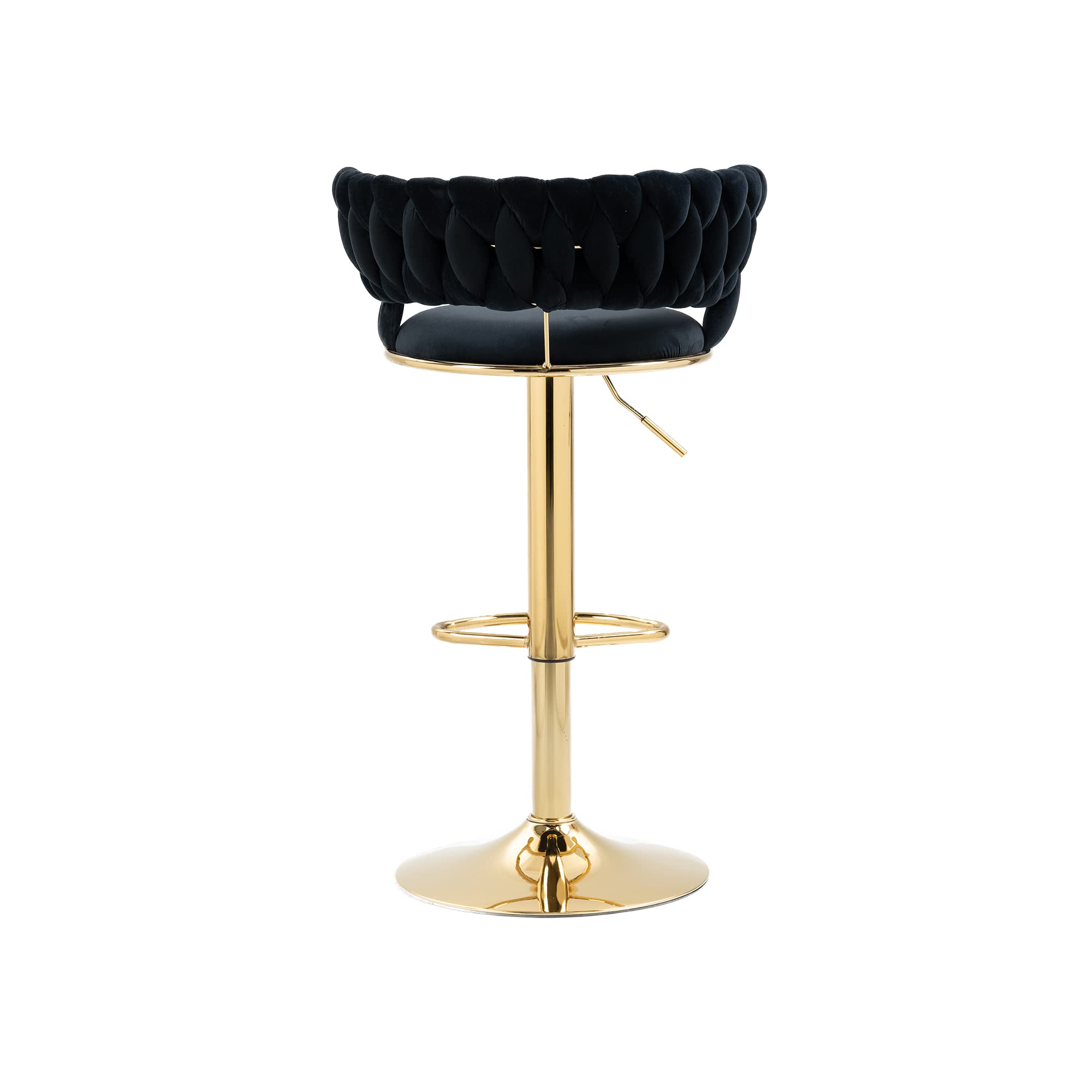 2-Pack Swivel Bar Stools with Footrest - Adjustable Height Kitchen Counter Stools, Velvet Upholstered Dining Chairs for Breakfast Bar, Home Bar & Small Spaces (Modern Style, Black) - Perfect for Kitchen Islands, Coffee Shops & Compact Dining Areas