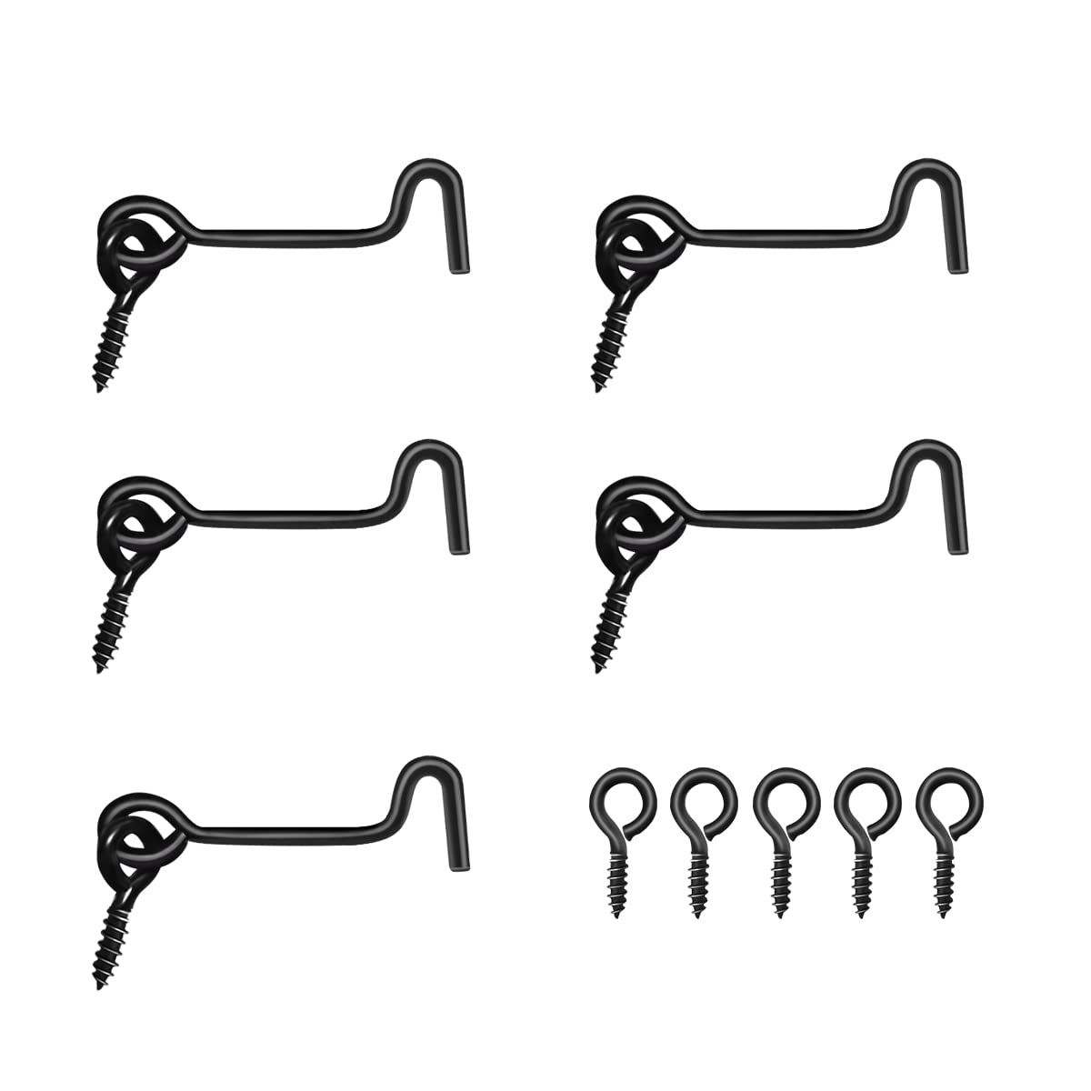 JUGREAT 5PCS Swivel Hook Eye Latch for Windows, Doors & Gates - 1.7 Inch Heavy Duty Cabinet Hook Lock with Mounting Screws - Perfect for Home, Office, RV & Pet Safety Security