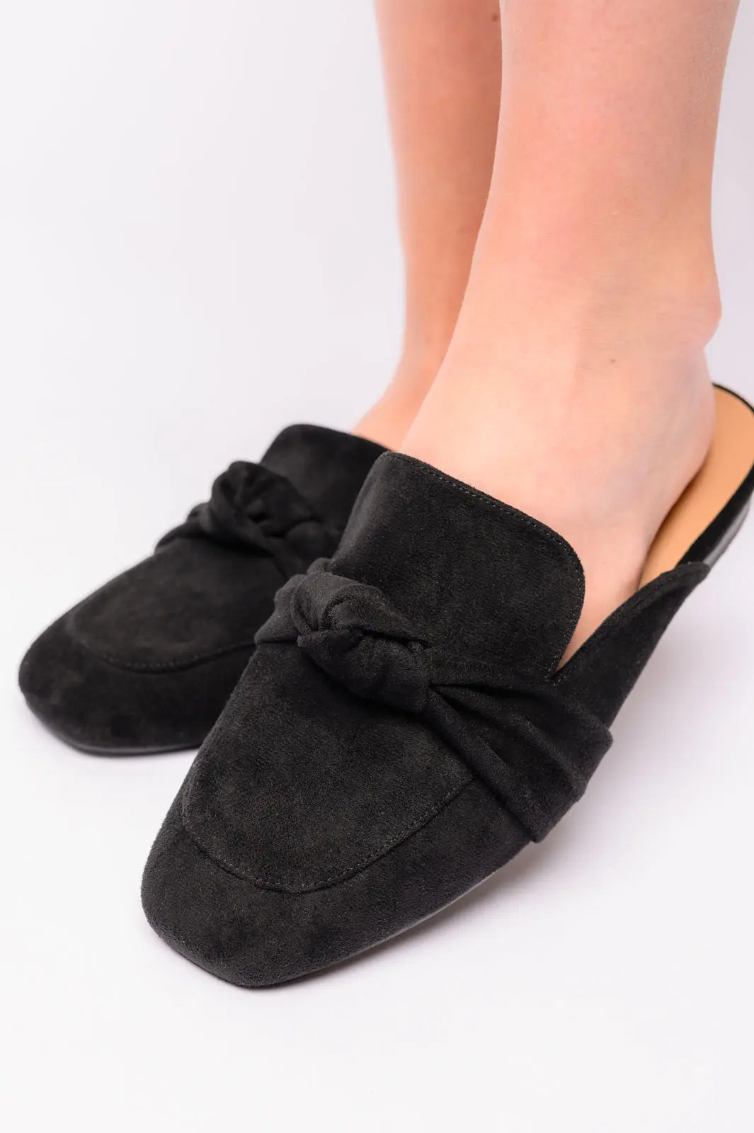 Black Faux Suede Clingy Mules - Comfortable Slip-On Shoes for Women | Perfect for Casual Outings, Office Wear & Everyday Comfort