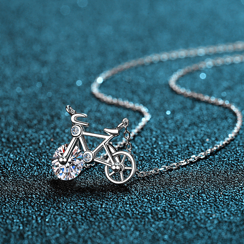 Women's Sterling Silver Moissanite Necklace - Classic Brilliant Cut Moissanite Jewelry for Everyday Wear & Special Occasions