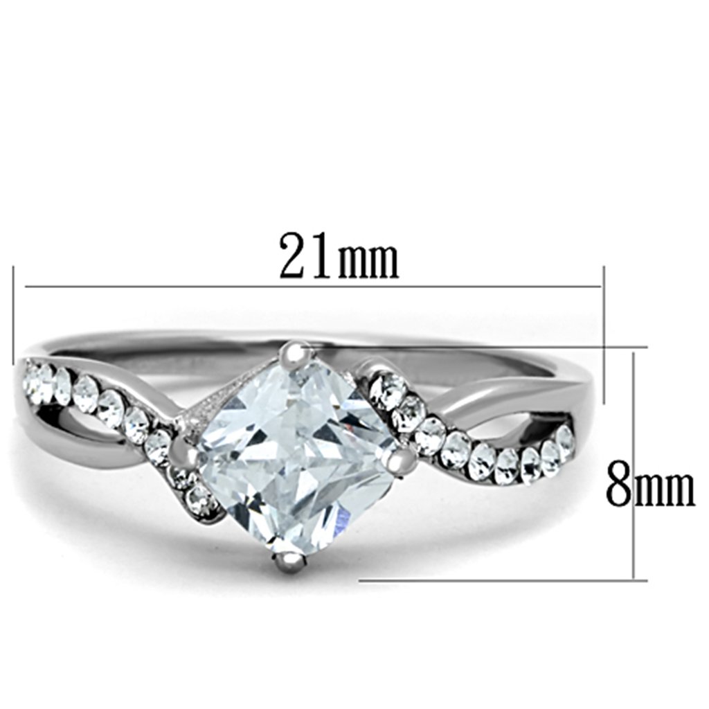Marimor Jewelry 316 Stainless Steel Women's Cushion Cut Engagement Ring - 0.915ct Cubic Zirconia Solitaire Ring for Wedding, Proposal & Anniversary Gifts