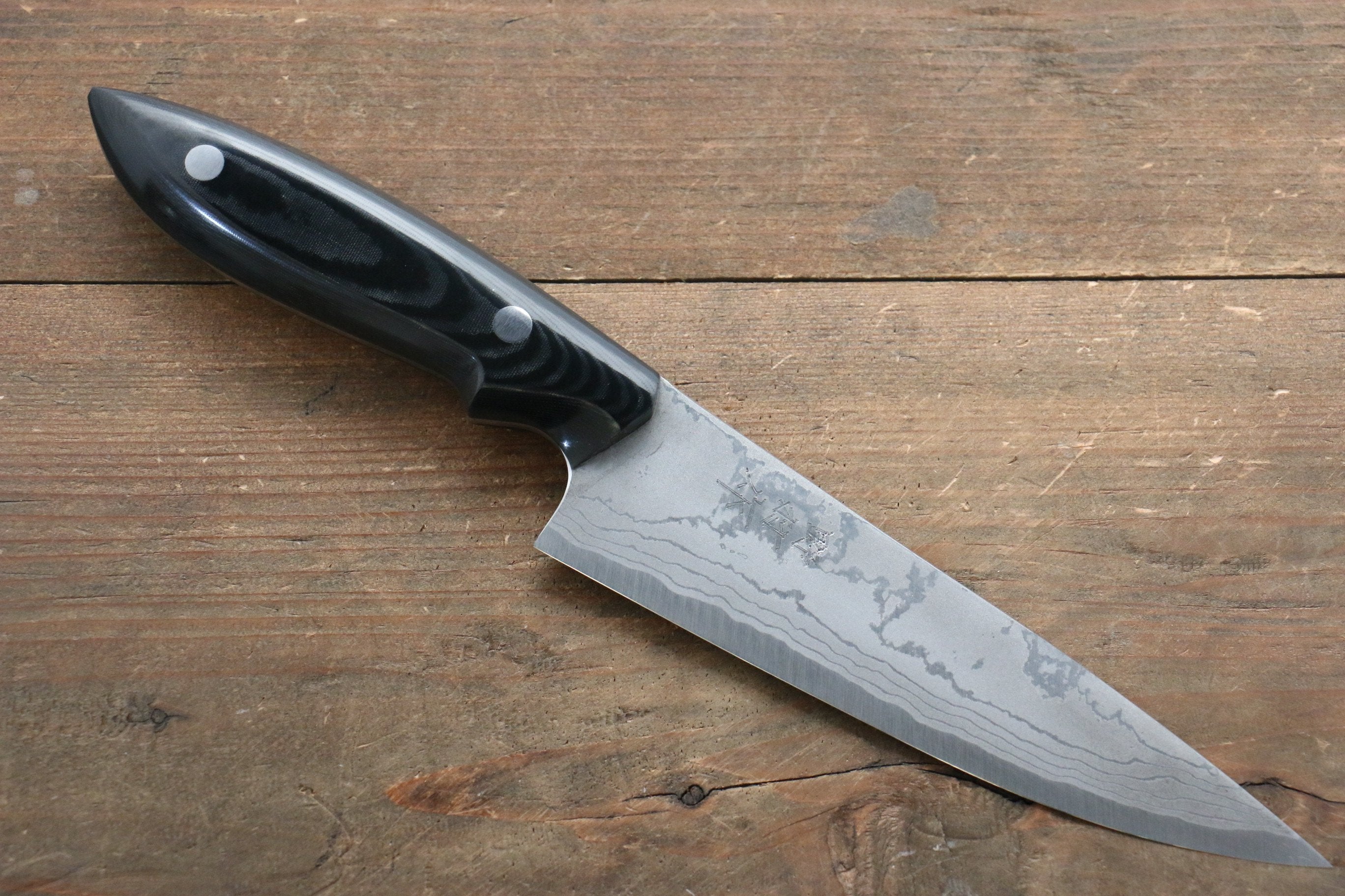 Premium Kazuo Nomura White Steel No.2 Damascus Gyuto Knife 150mm - Japanese Chef Knife with Micarta Handle - Perfect for Slicing, Dicing & Precision Cutting in Professional Kitchens & Home Cooking