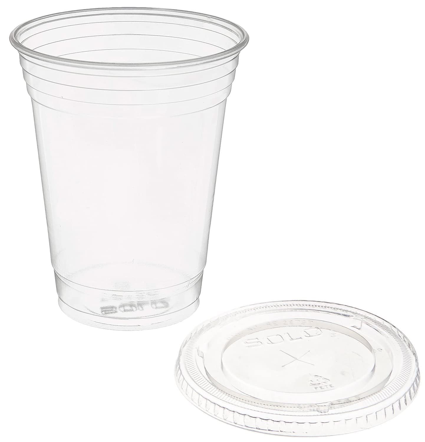 Clear Plastic Disposable Cups for Iced Coffee, Bubble Tea, Smoothies - 16 oz (50 Pack with Flat Lids) - Perfect for Parties, Cafes, and Takeout Drinks