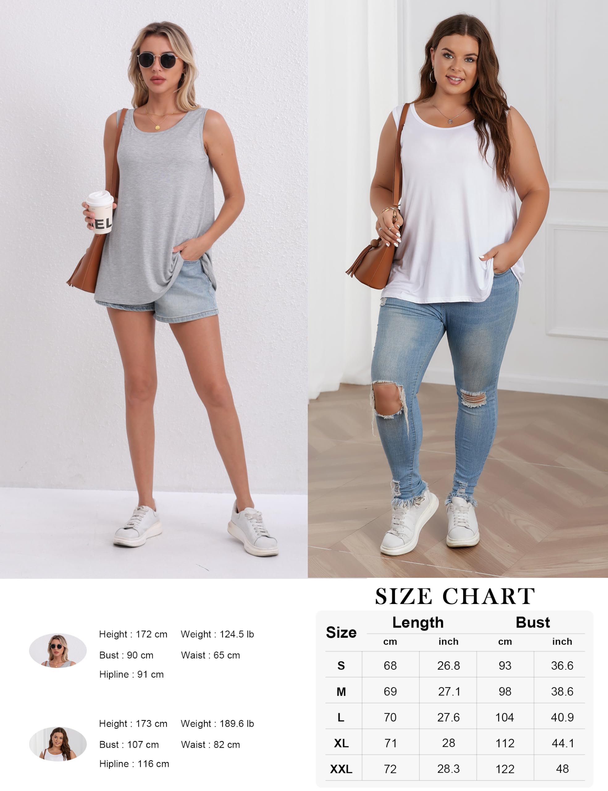BQTQ 3 Pack Women's Loose Fit Tank Tops - Soft Summer Sleeveless Shirts with Scoop Neck for Casual Wear, Gym, Yoga & Beach Outfits