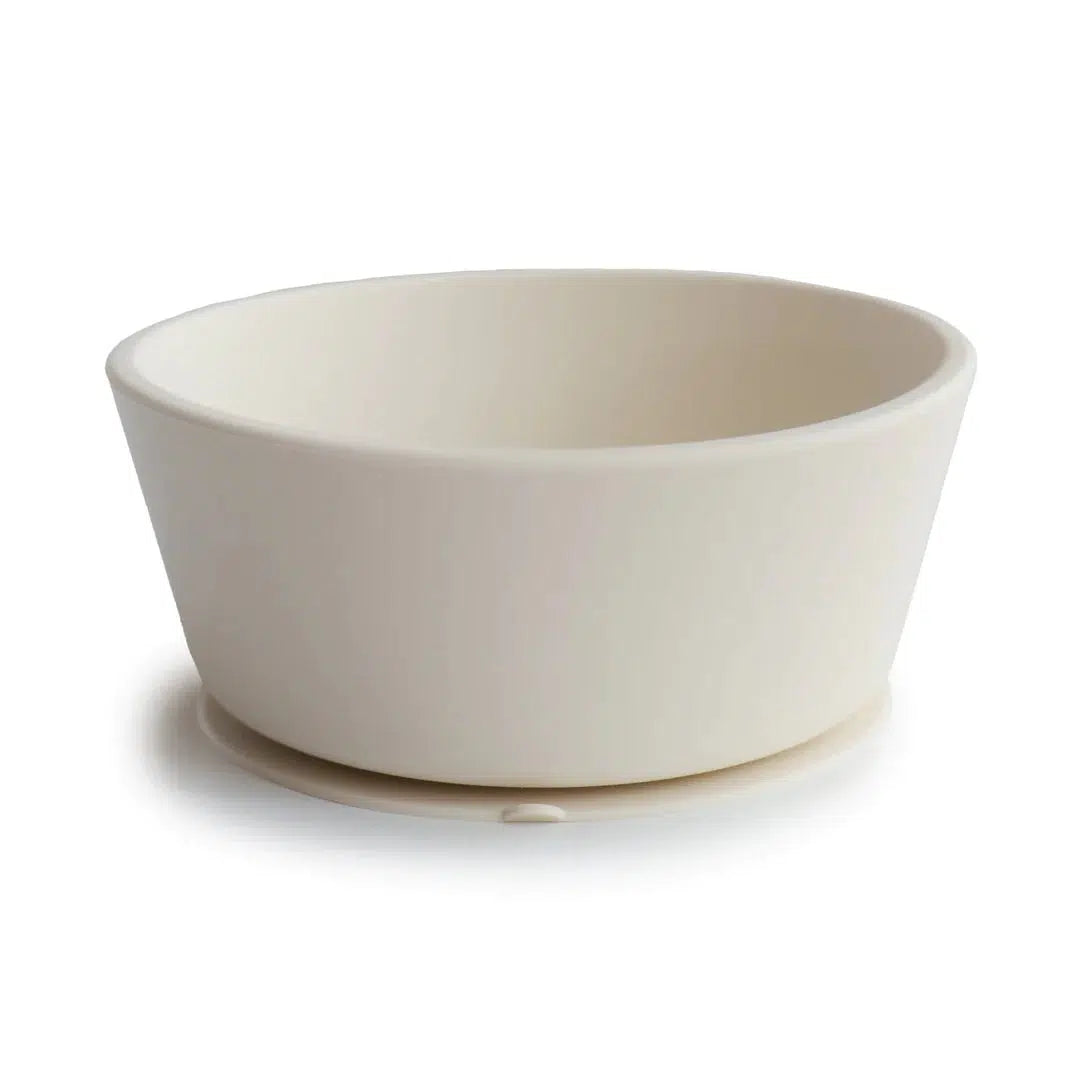 Mushie Silicone Suction Bowl - BPA-Free Baby Feeding Dish with Strong Suction Base, Non-Slip & Durable for Toddlers - Perfect for High Chairs, Travel & Mess-Free Meals (Ivory)