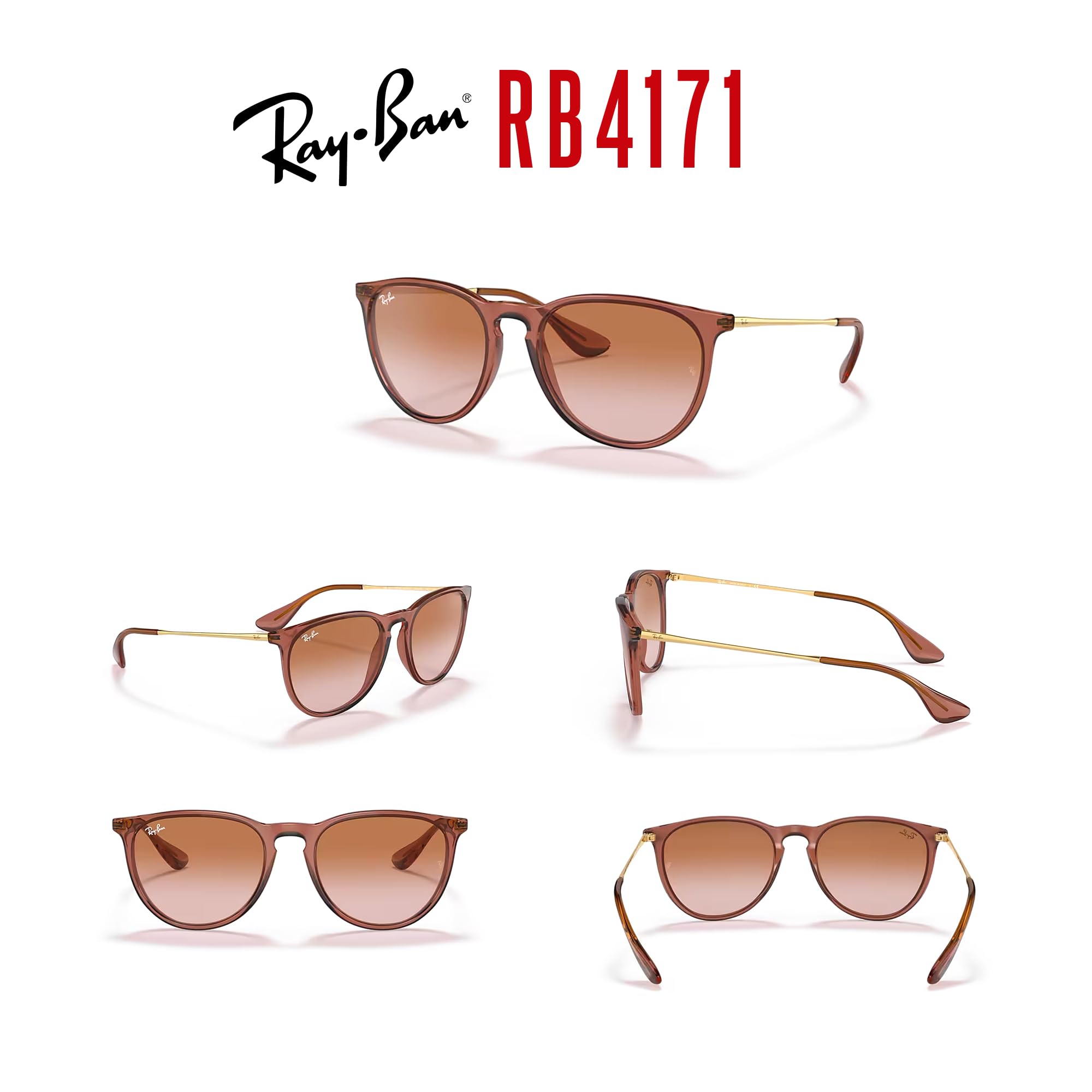 Ray-Ban RB4171 ERIKA Round Polarized Sunglasses for Women - UV Protection Classic Retro Style + Eyewear Care Kit | Perfect for Driving, Beach & Outdoor Activities