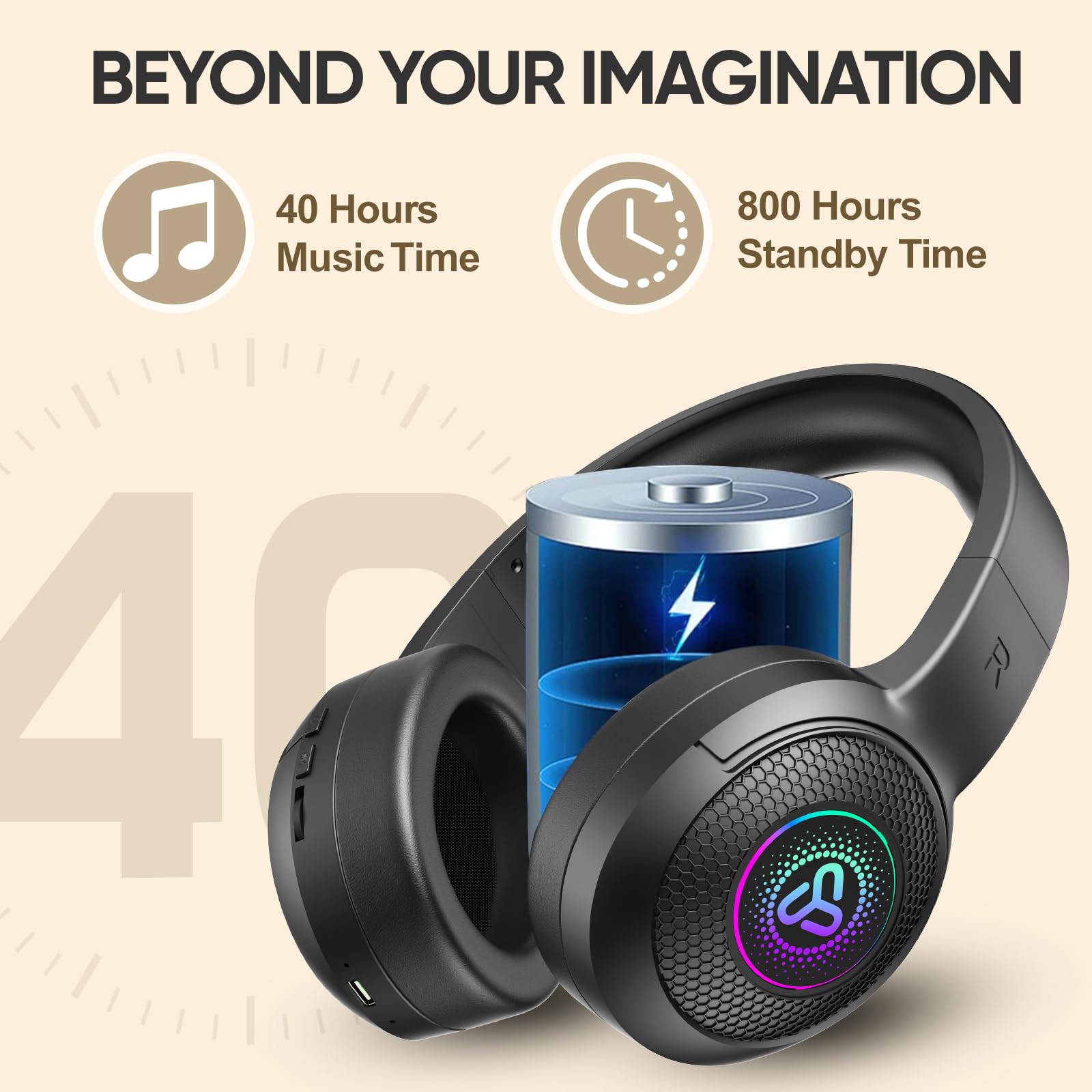 SDLOGAL Wireless Over Ear Headphones with Microphone - Bluetooth 5.4, 40H Playtime, Foldable Lightweight Design for Music, Gaming & Calls - Perfect for Travel, Work & Home Entertainment