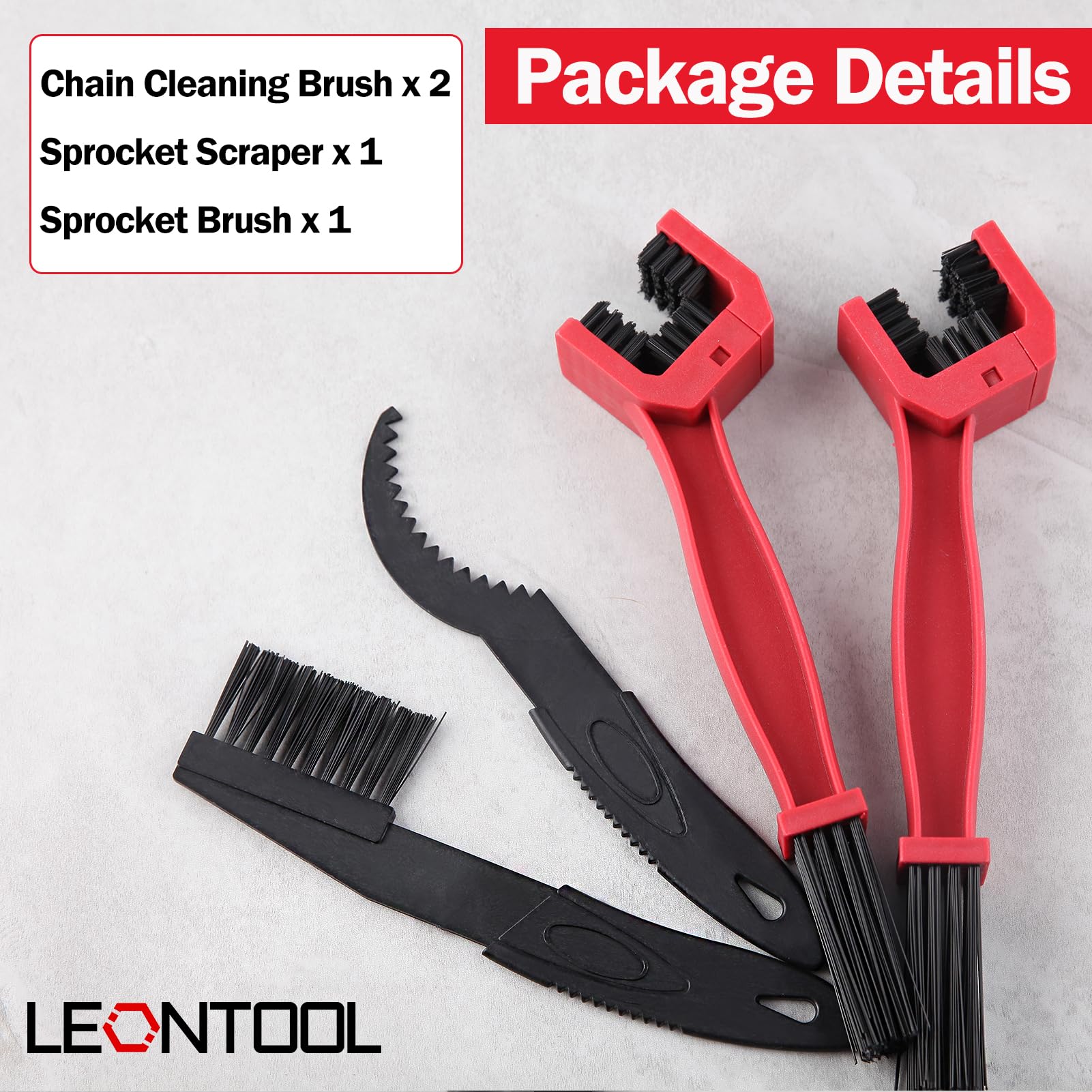 4-Piece Motorcycle & Bicycle Chain Cleaning Kit - Bike Chain Cleaner Brush, Crankset Brush & Grunge Brush for MTB, Road & Mountain Bikes - Perfect for DIY Bike Maintenance & Motorcycle Chain Care