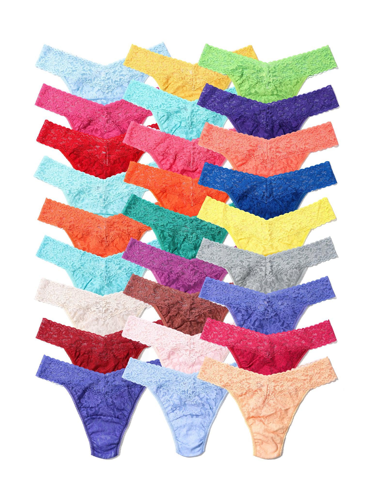 Hanky Panky x Pantone 27-Pack Women's Underwear Set - Comfortable Lace Thongs for Everyday Wear, Date Night & Special Occasions