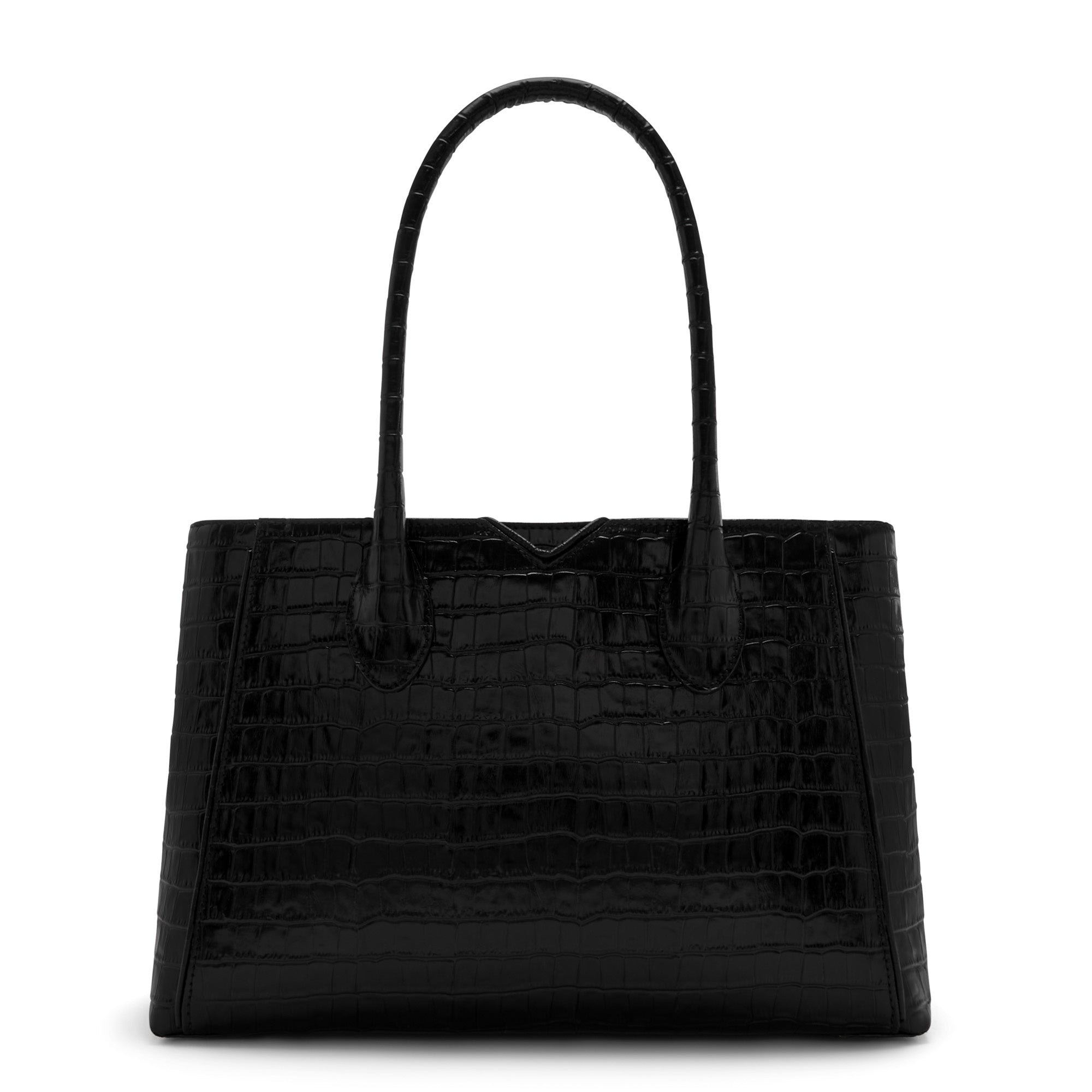 Honoré Cloe Midi Crocodile Embossed Black Calfskin Leather Handbag for Women - Elegant Shoulder Bag for Work, Party & Evening Events