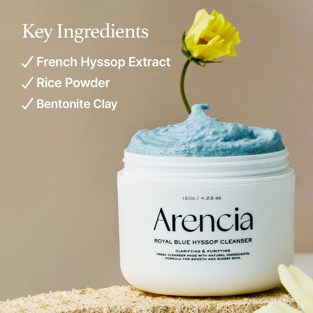 Arencia Royal Blue Hyssop Cleansing Rice Soap 120g - Natural Korean Skincare for Acne-Prone & Sensitive Skin | Daily Face Wash & Makeup Remover
