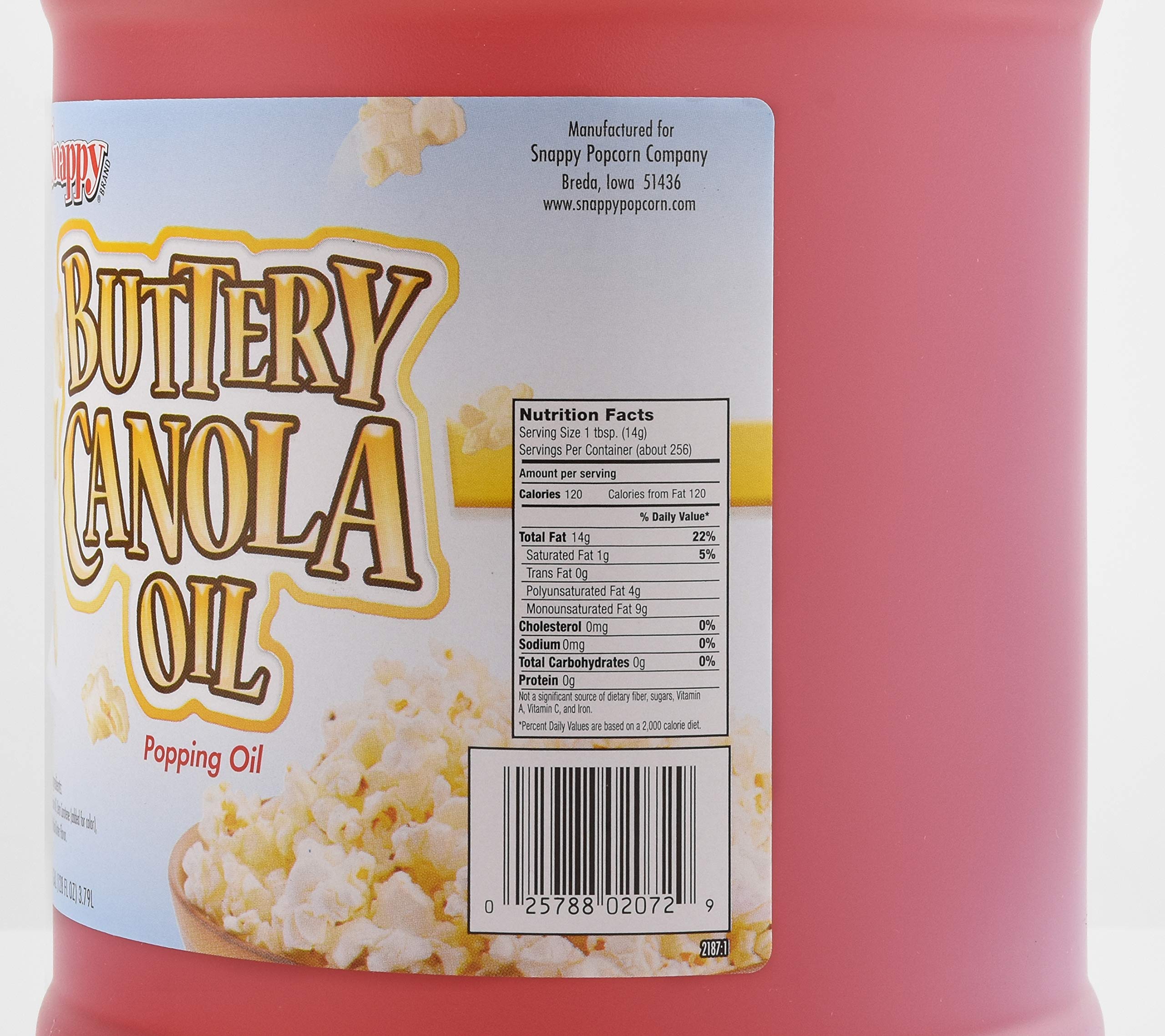 Premium Snappy Buttery Canola Popcorn Oil - 1 Gallon (4 Pack) - Non-GMO, High Smoke Point - Perfect for Movie Nights, Carnival Snacks & Home Theater Popcorn Machines