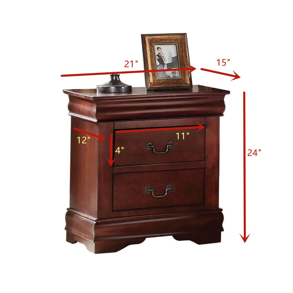 Harper & Bright Designs 2-Drawer Nightstand - Small Dresser with Storage for Bedroom, Living Room, College Dorm - Cherry Wood End Table & Bedside Furniture for Home Decor, Apartment Essentials & Small Spaces