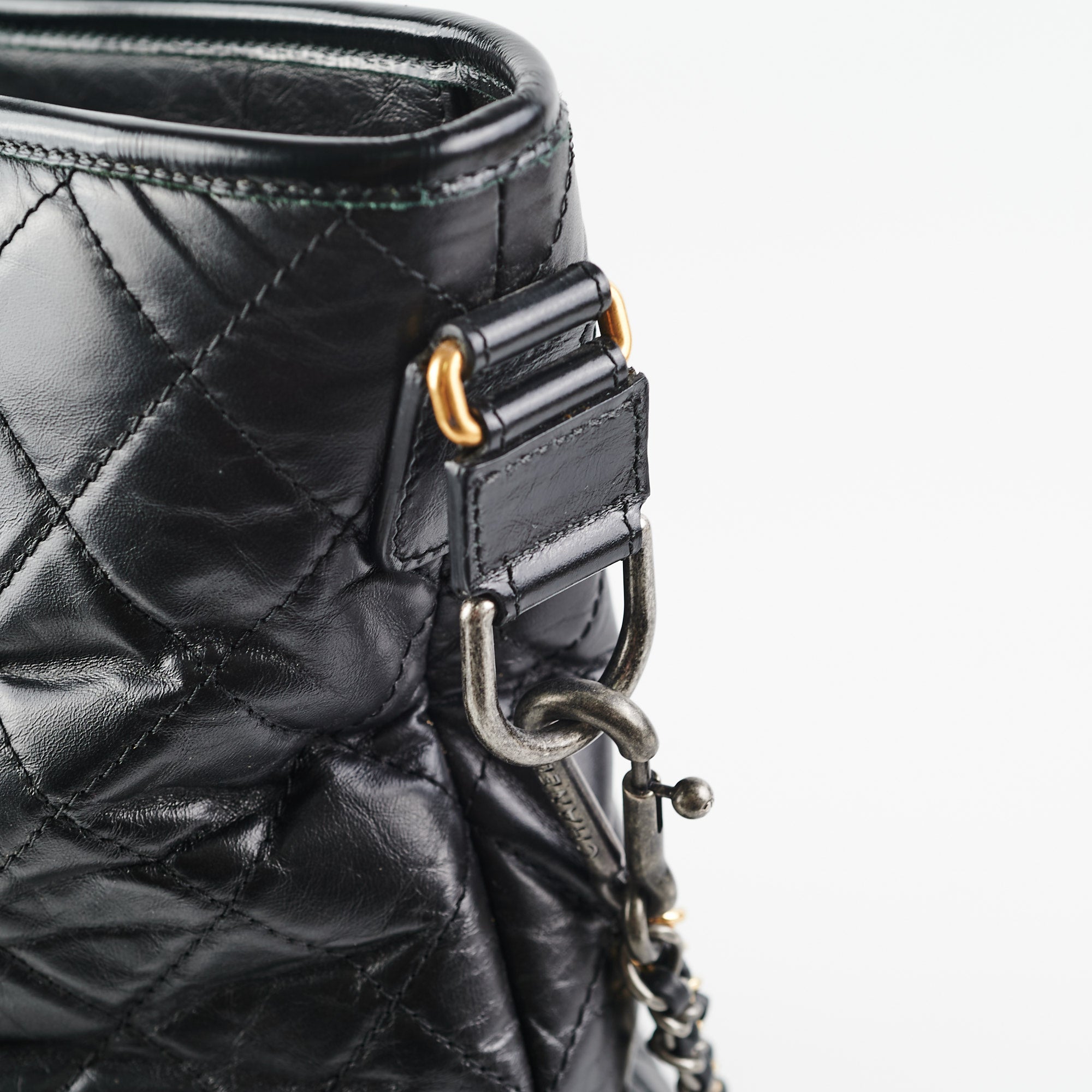 Chanel Gabrielle Black Leather Top Handle Bag - Luxury Designer Handbag for Women, Perfect for Work, Evening & Special Occasions
